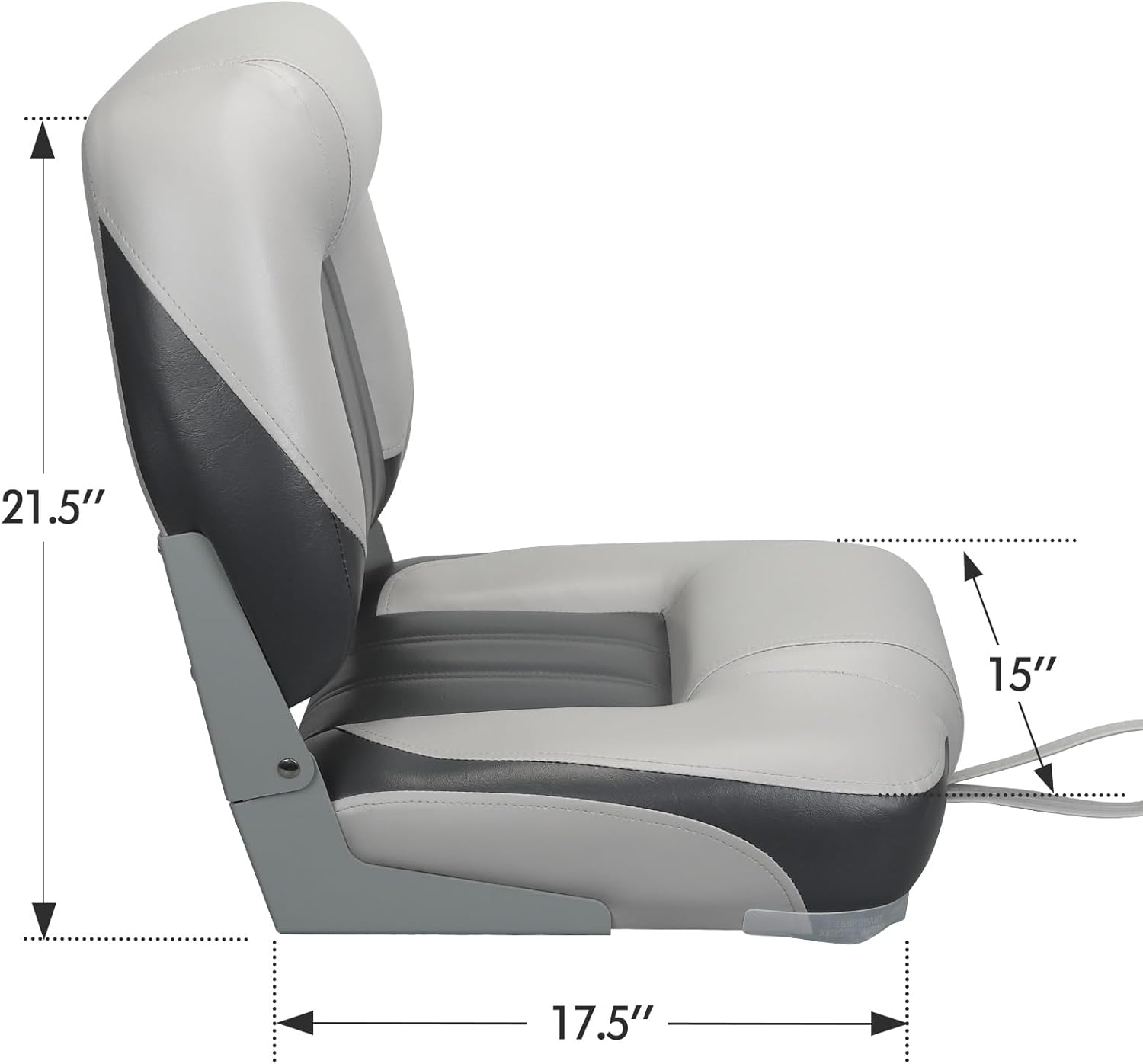 ERGOSEAT Elite Folding Boat Seat Low Back Boat Chair Fold-Down Fishing Boat Seats 2 Pack, Charcoal/Light Gray - Image 2