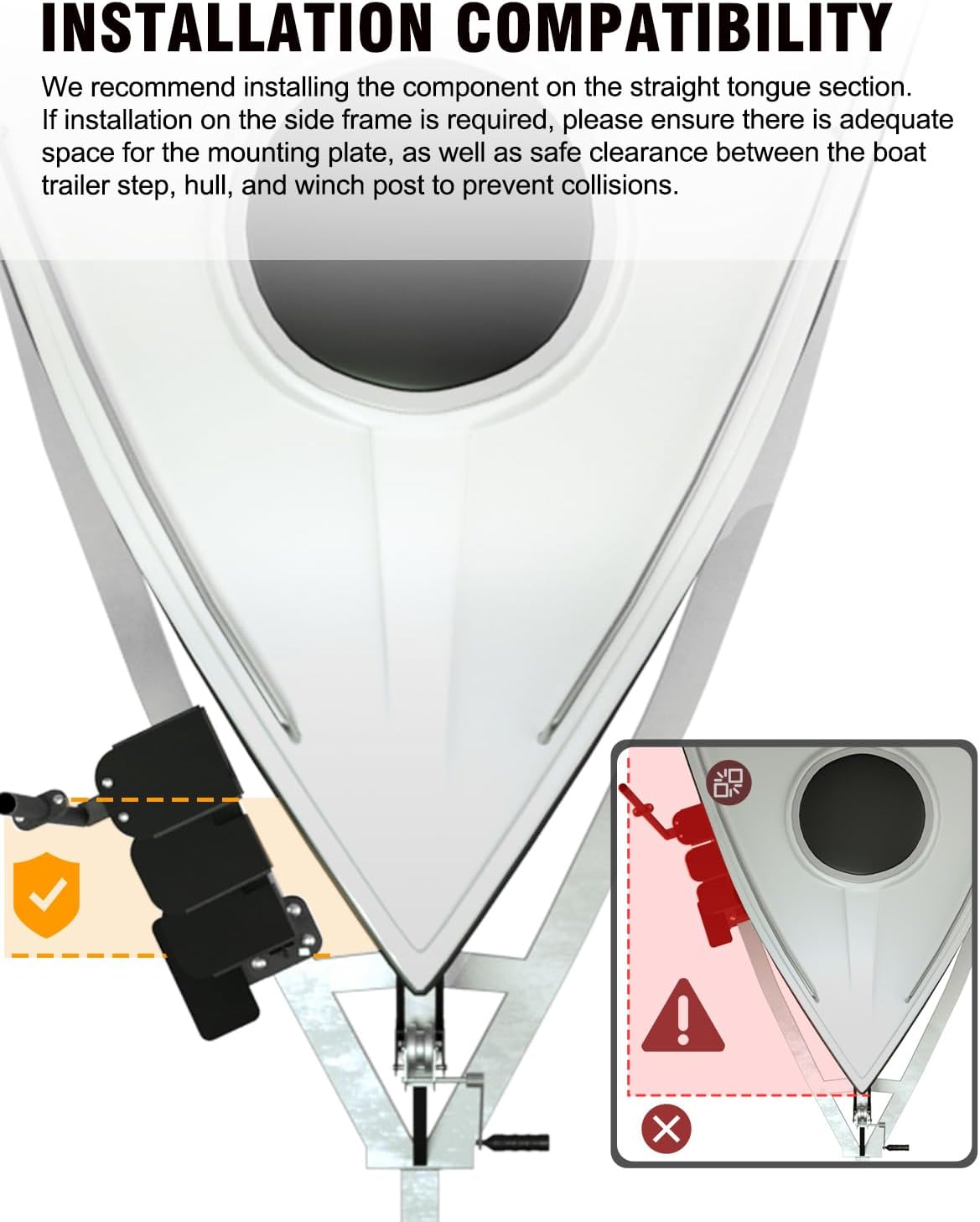 Boat Trailer Steps, Heavy-Duty Trailer Tongue Steps with Safety Grab Handle, Fits 3" x 3" & 3" x 5", 450lbs Capacity (4 Step, Standard Tread) - Image 3