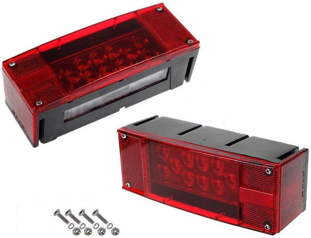 Left+Right/over 12 LED super diodes for each light/AUTO 2PCS 12V LED Submersible Low Profile Rectangular Trailer Lights, Tail Stop Turn Running Lights Kit, Sealed for Boat Truck Marine - Image 4