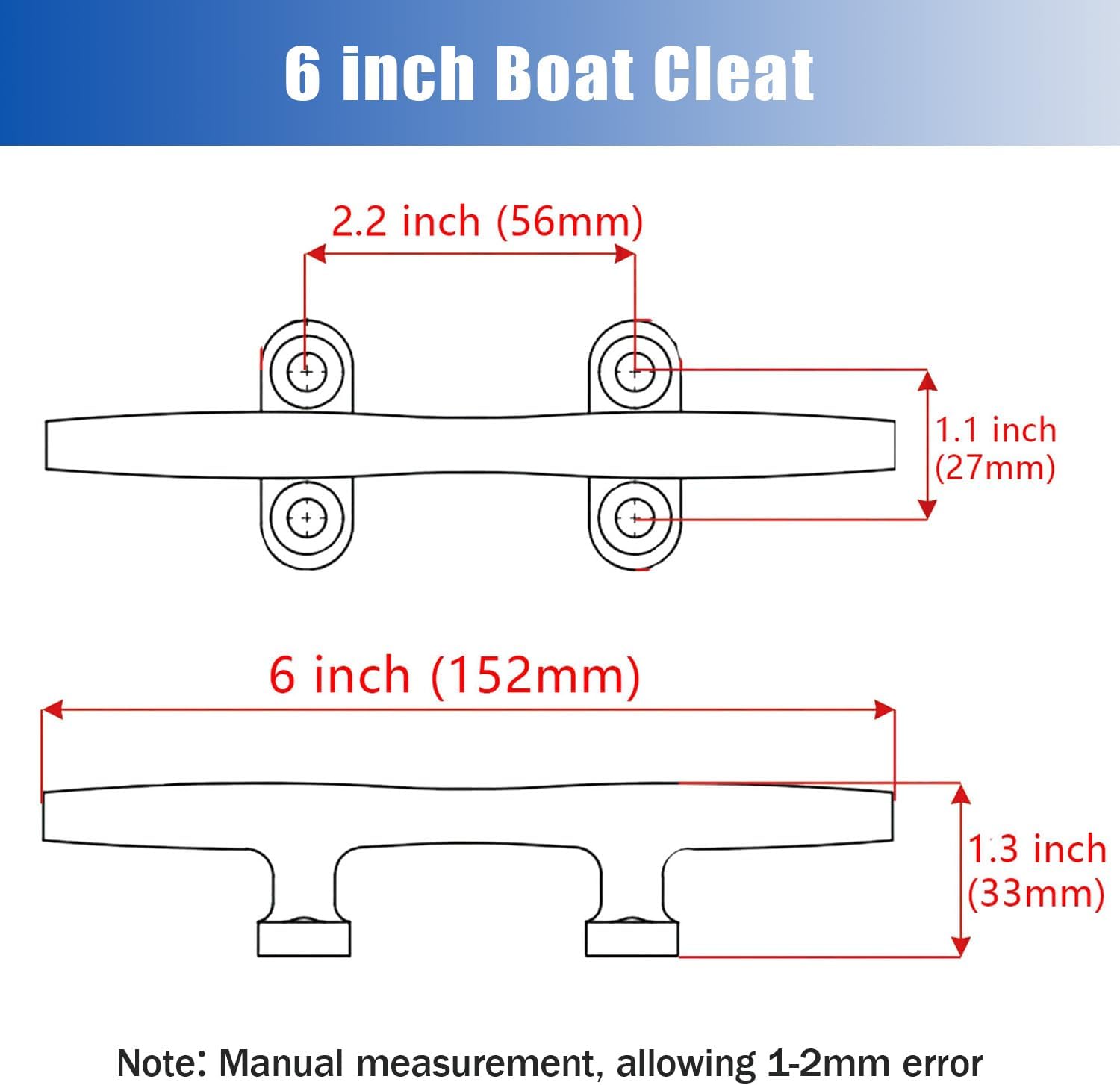 Boat Cleat, 4"/5"/6"/8"/10" Marine Grade 316 Stainless Steel Open Base Dock Cleat, Rope Cleat with Fasteners for Kayaks, Nautical Decor, 2 Pack/4 Pack - Image 2
