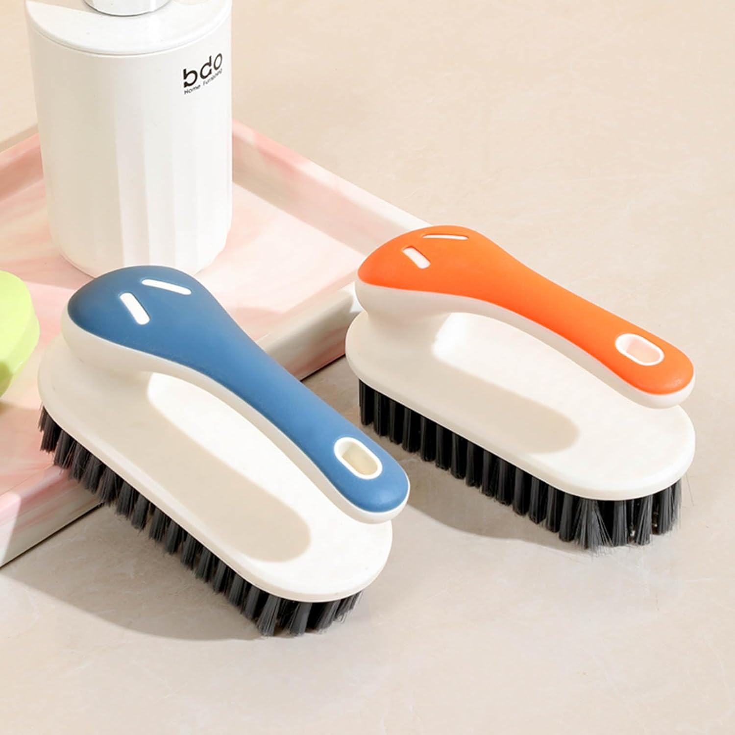 Soft Bristle Scrub Cleaning Brush Stain Remover Brush Fabric Cleaning Brush Laundry Brush Small Scrub Brush Cleaner Household Cleaning Brushes for Carpet, Clothes, Bathroom,Sneaker-2 Pack (Blue) - Image 3