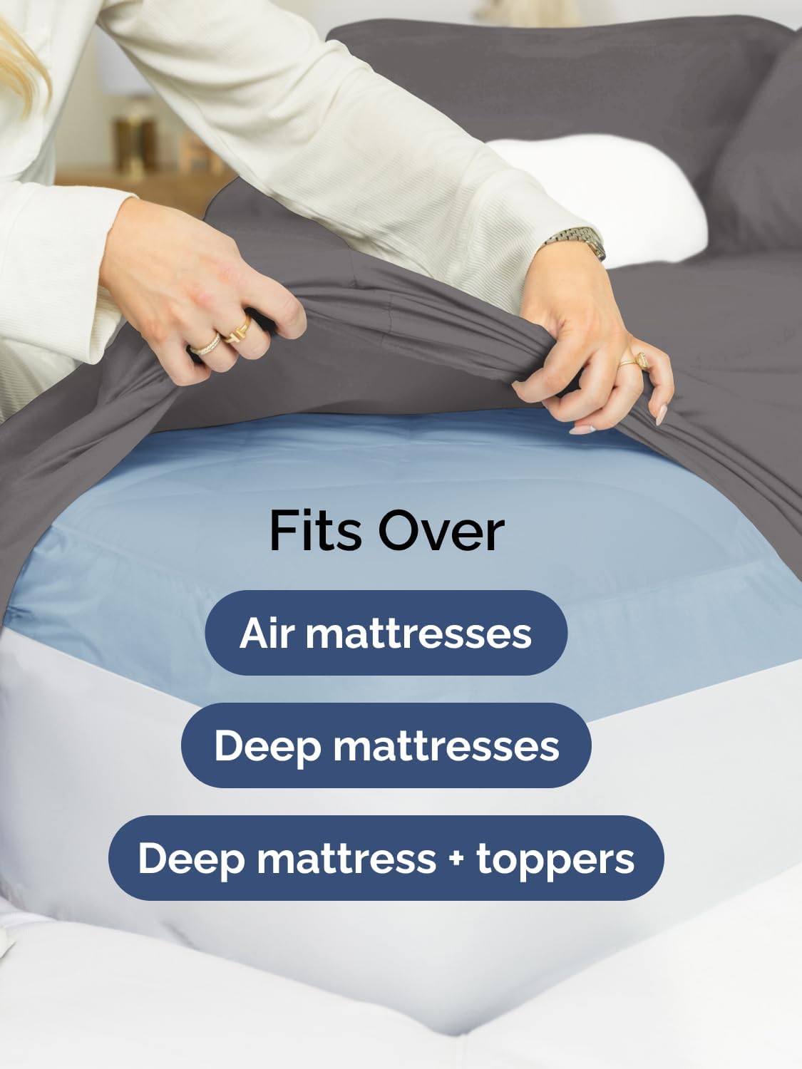Extra Deep King Sheet Set - 4 Piece Breathable & Cooling Bed Sheets - Easily Fits 18 to 24 inch Mattress - Ultra Soft, Wrinkle & Fade Free with Extra Deep Pockets - Hotel Luxury Bedding - Dark Grey - Image 6