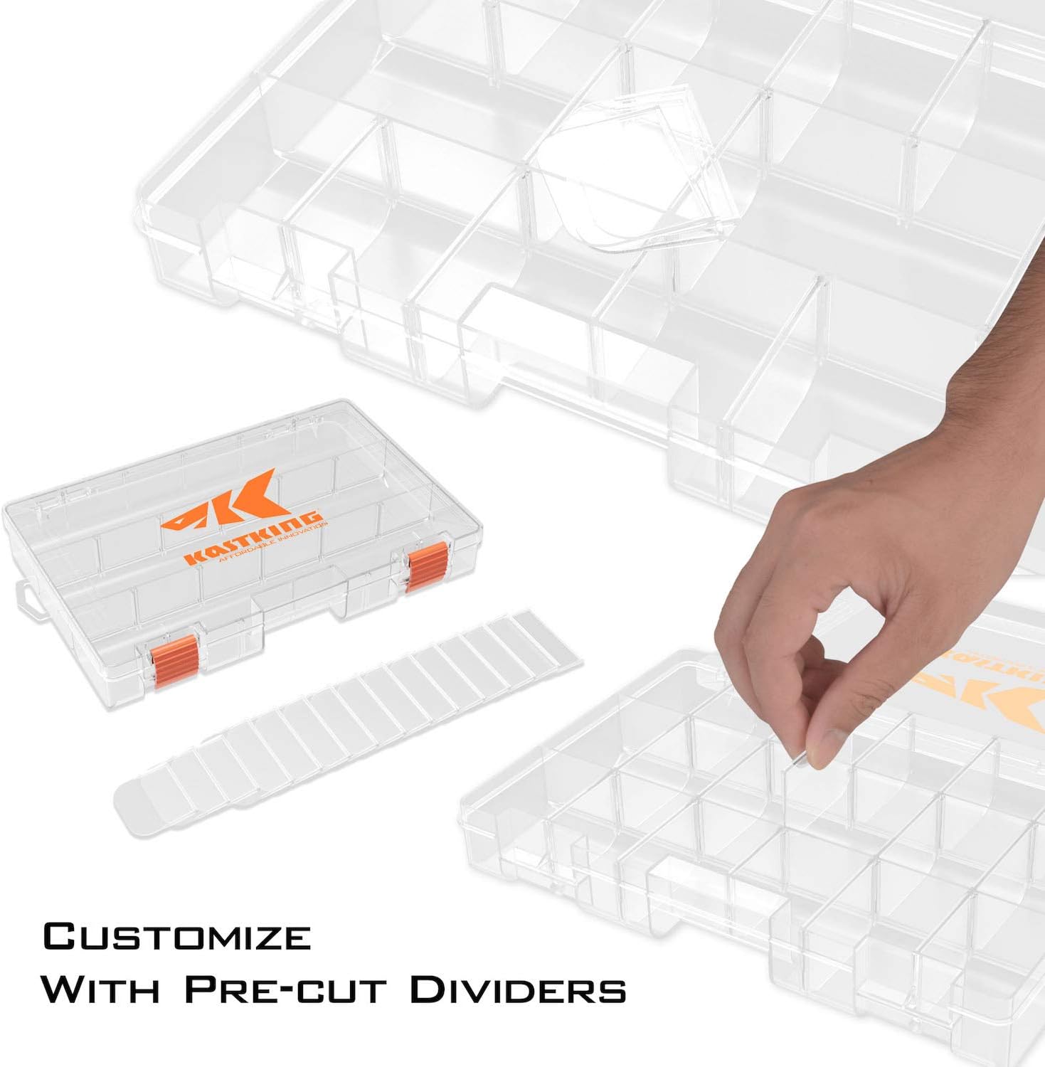 KastKing Tackle Boxes, Plastic Box, Plastic Storage Organizer Box with Removable Dividers - Fishing Tackle Storage - Box Organizer - 2 Packs /4 Packs Tackle Trays - Parts Box - Image 3