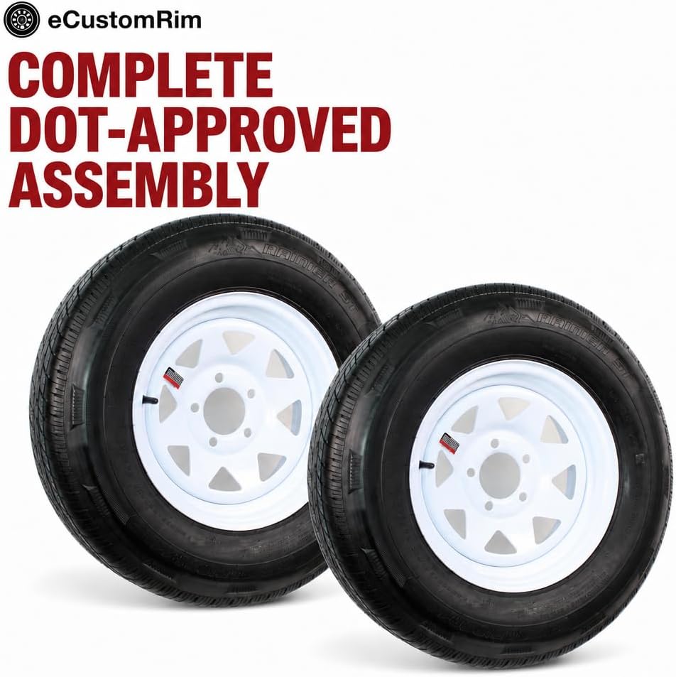 eCustomrim 2-Pack Radial Trailer Tire Rim ST205/75R14 14 Inch Load Range D 5 Lug On 4.5 Center White Wheel - 6 Year Warranty w/Roadside - Image 7