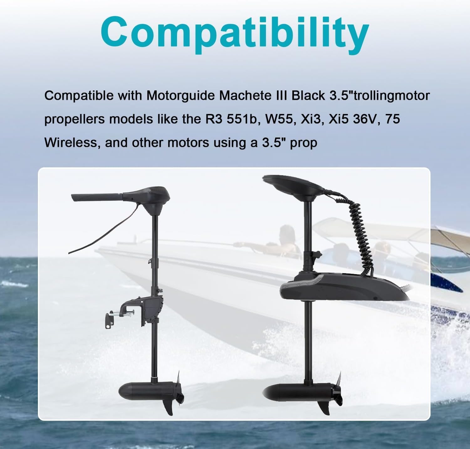 3-Blade Trolling Motor Propeller Compatible with Motorguide Machete III Trolling Motor - 3.5" Hub Small Boat Shallow-Water Replacement Drill Power - Image 6