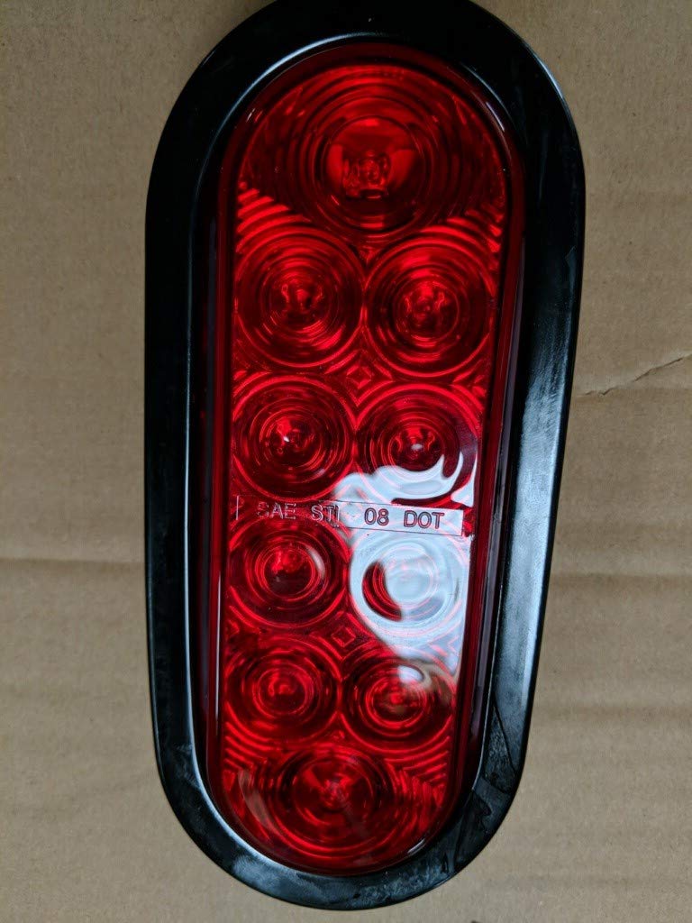 PPI (2) Red Trailer Truck LED Sealed RED 6" Oval Stop/Turn/Tail Light Marine Waterproof Including 3-pin water tight plug DOT SAE with wires and Grommet - Image 4