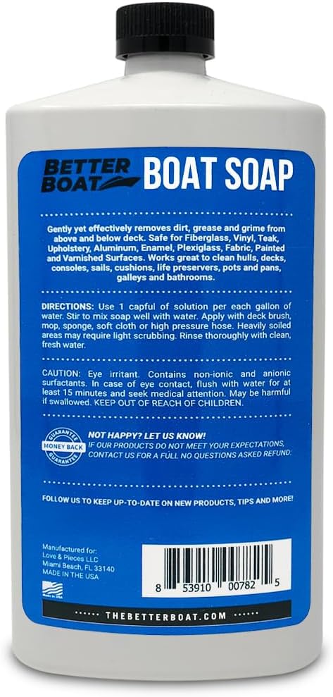 Premium Grade Boat Soap, Marine Concentrate Cleaner, Wash and Wax for Freshwater and Saltwater Use, Cleans Fiberglass Boat Hulls, RVs, Marine Cleaning Supplies - Image 6