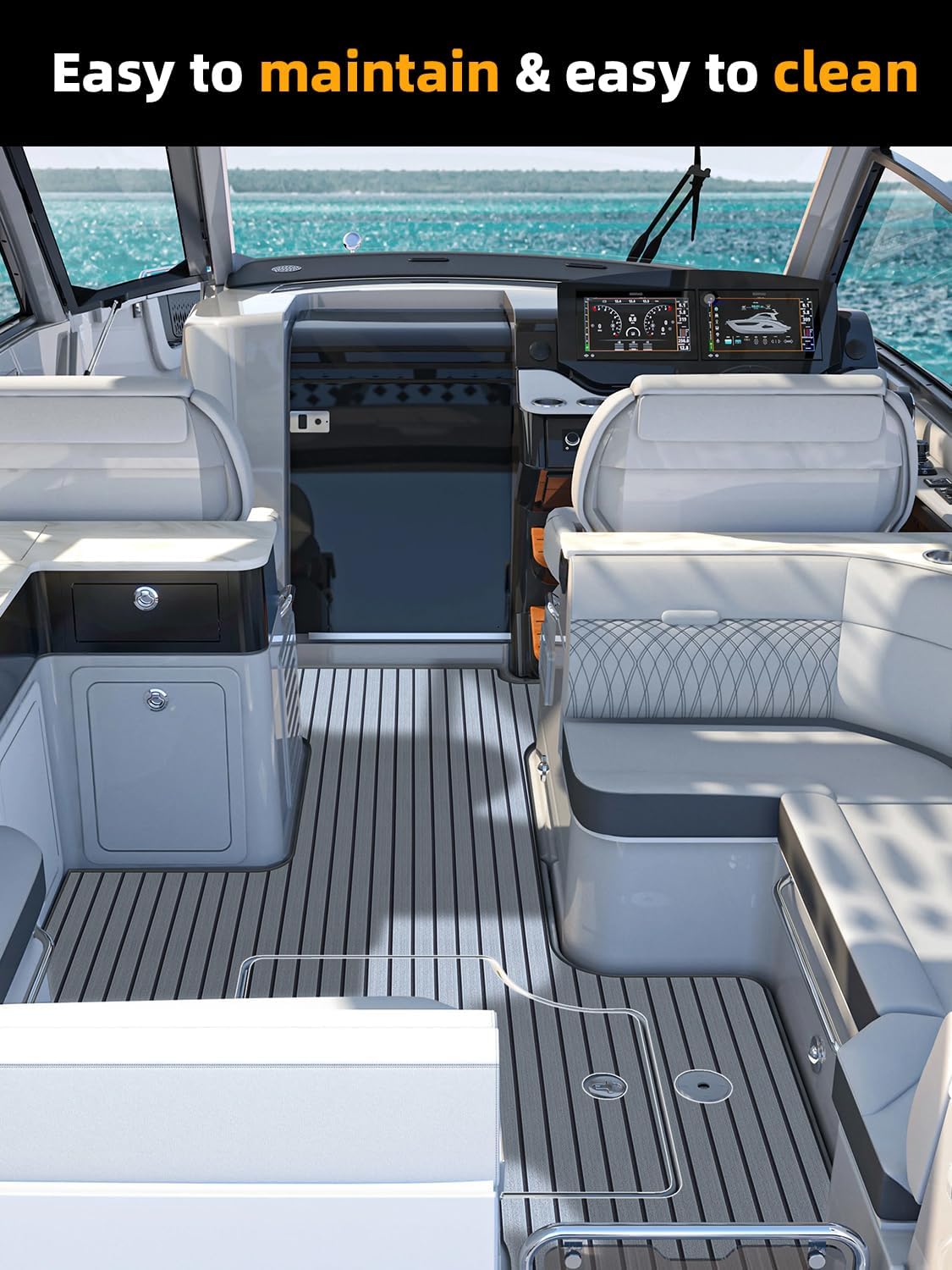 FOCEAN Boat Flooring EVA Foam Boat Decking Faux Teak Marine Flooring Marine Mat Sheet for Motorboat Jon Boats Bass Boat RV Kayak, 94.5"x 47.2"/35.4"/23.6"/15.7" - Image 5