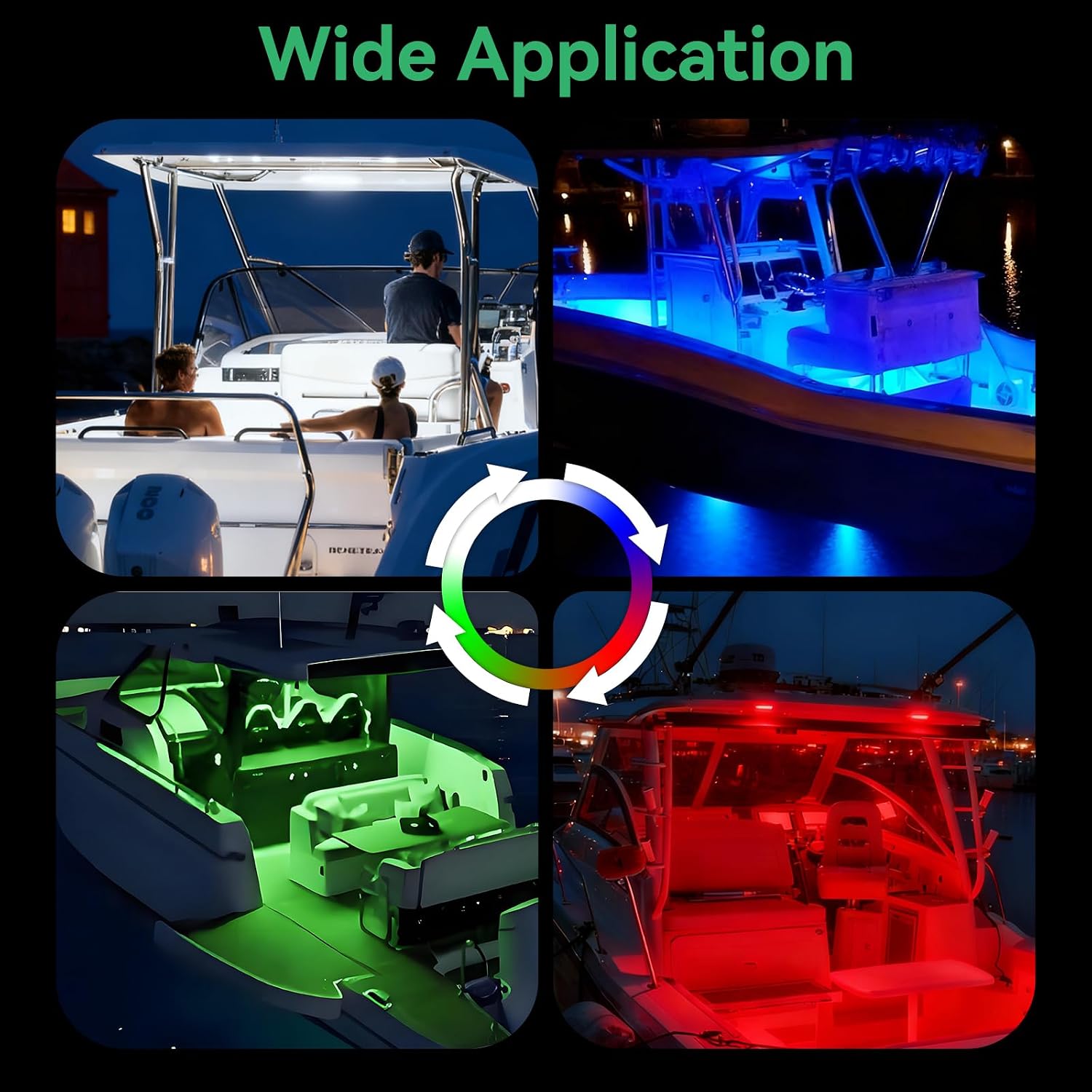 RGBW Boat LED Courtesy Light 12V 4PCS, 4 Inches Marine Courtesy Light Strip, IP67 Waterproof Boat Interior Cabin Lighting for Pontoon Sailboat Bass Yacht Kayak - Image 4