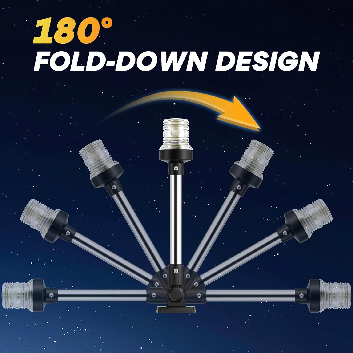 12 Inches Anchor Light Stern Light, White Navigation Lights for Boats LED Waterproof IP67, Fold Down Rear Boat Lights for Marine, Pontoon, Jon Boat, Small Boats (12-24V) - Image 9