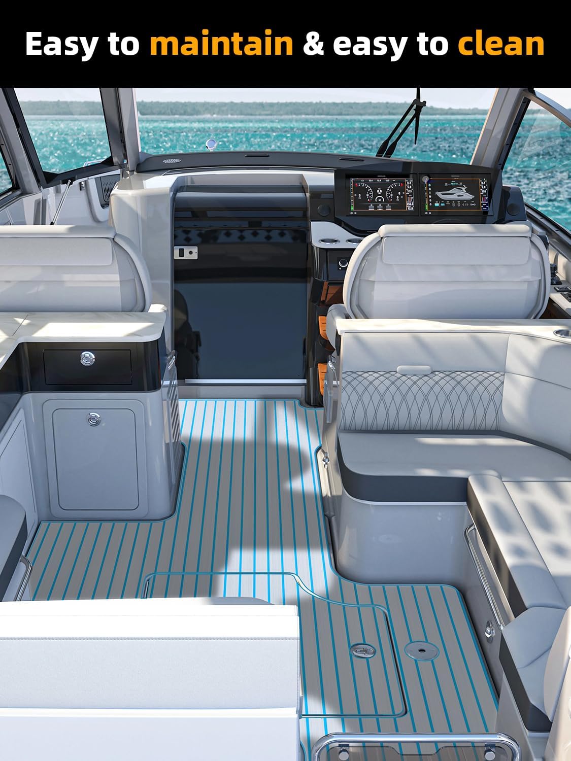 FOCEAN Boat Flooring EVA Foam Boat Decking Faux Teak Marine Flooring Marine Mat Sheet for Motorboat Jon Boats Bass Boat RV Kayak, 94.5"x 47.2"/35.4"/23.6"/15.7" - Image 5