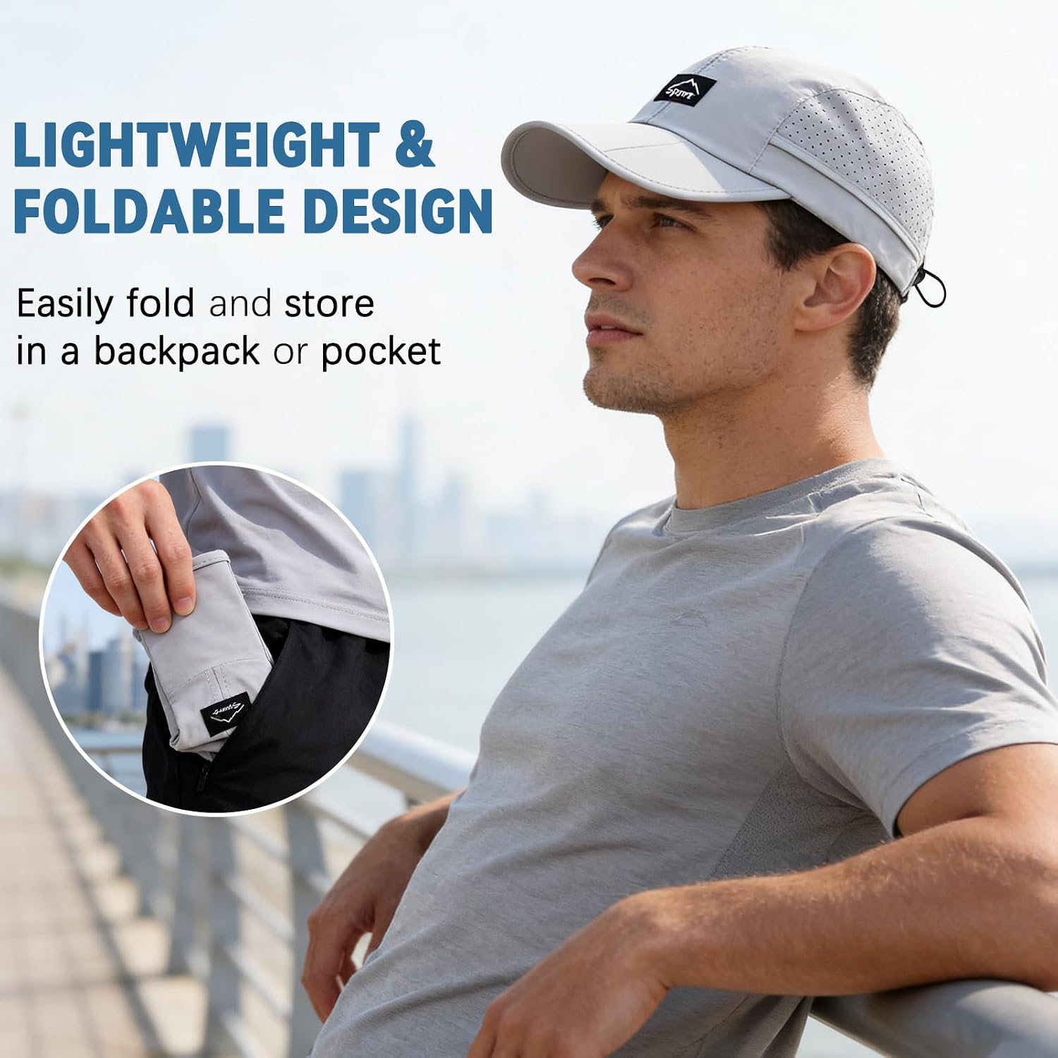 Foldable Unstructured Baseball Cap UPF 50+ Water Resistant Portable Sport Hat for Men Women Outdoor Hiking Fishing - Image 3