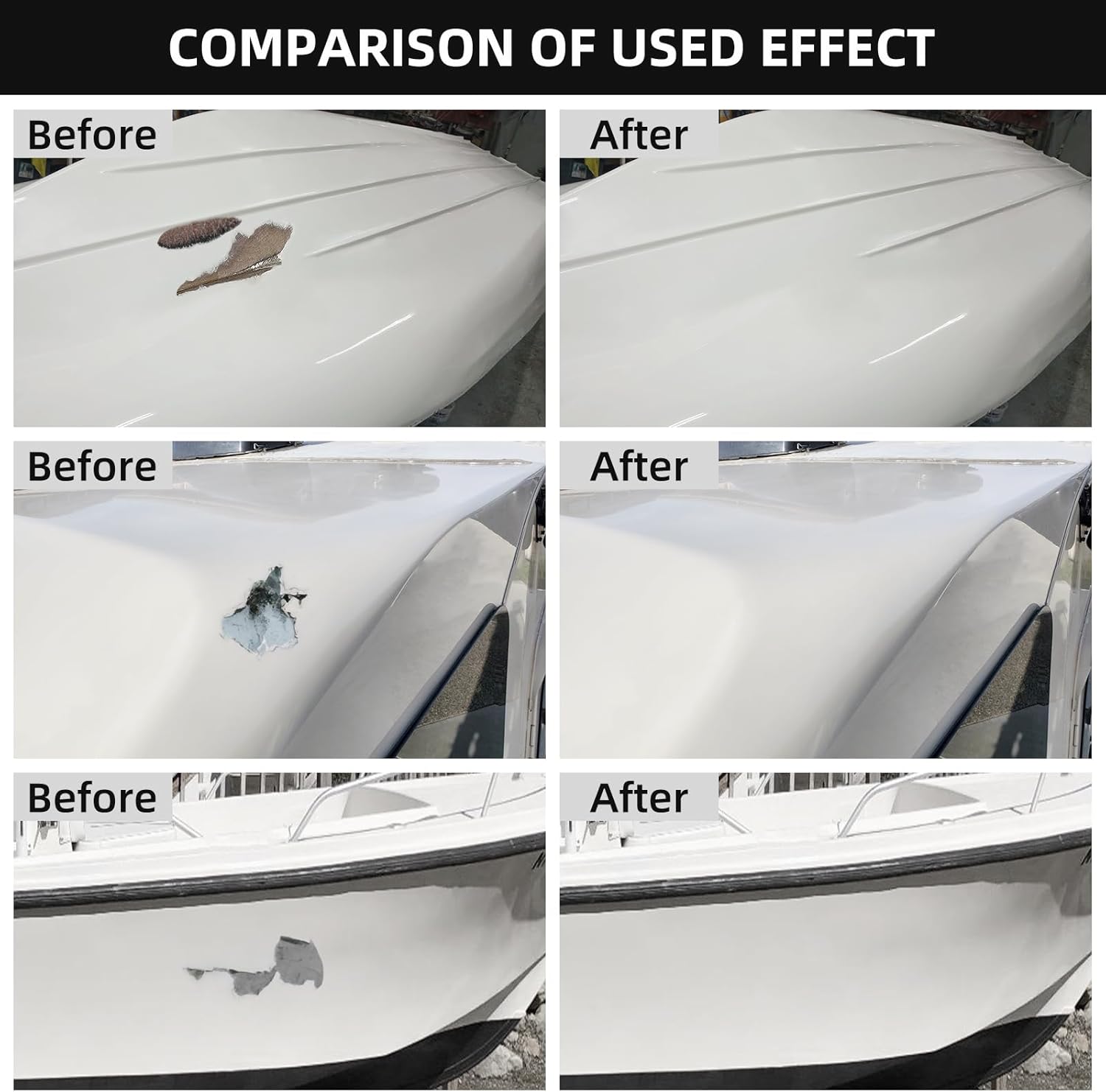 Globalcom Fiberglass Boat Repair Kit White, Gel Coat Repair Kit for Boats, Marine Fiberglass Repair Kit for Boats, Epoxy Filler for Boats, Fiberglass Repair Kit Fix Holes Chips Pit Cracks - Image 3