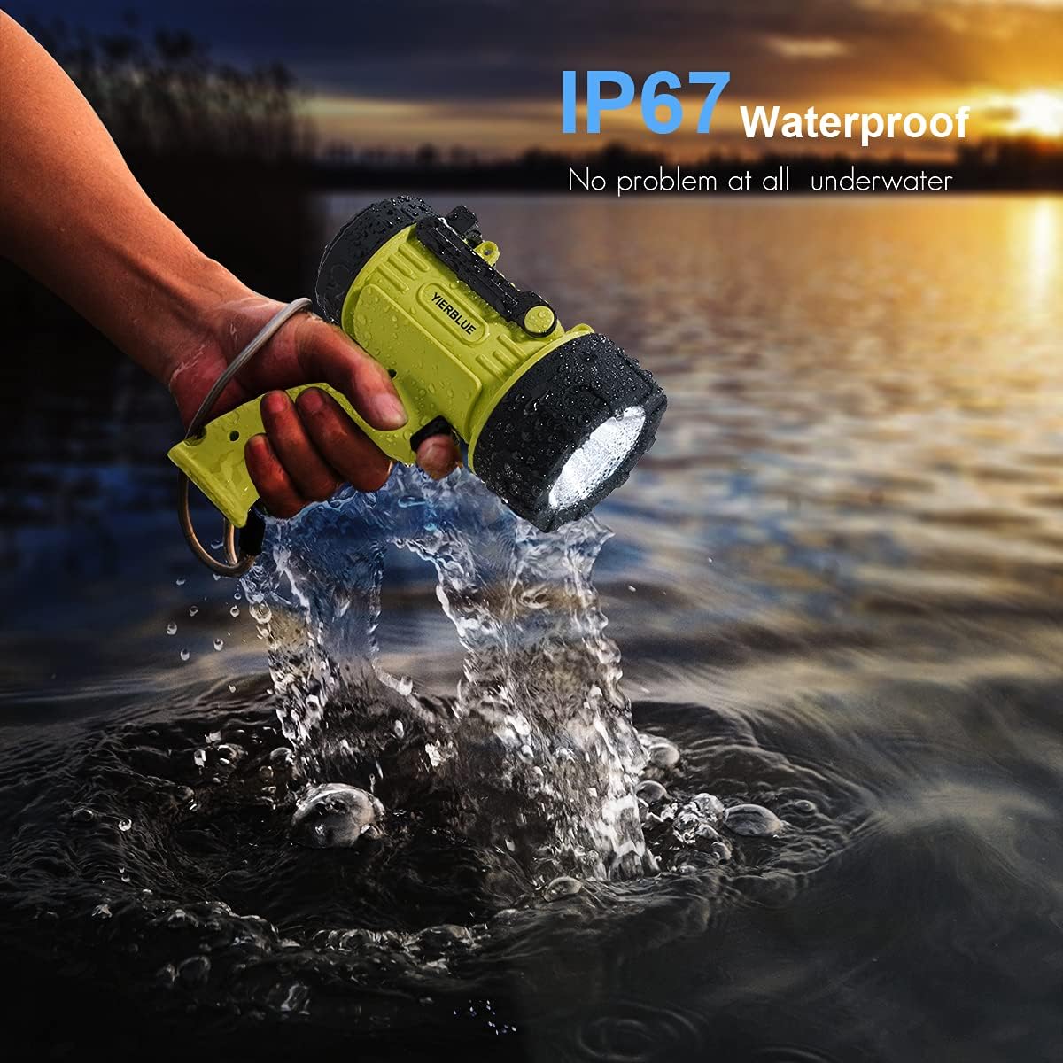 YIERBLUE Rechargeable Spotlight Flashlight with 2000,000 High Lumen LED, IP67 Waterproof Long Running Spot Light searchlight, Impact Resistant Handheld Spotlight with Foldable Stand and Red Lens - Image 3