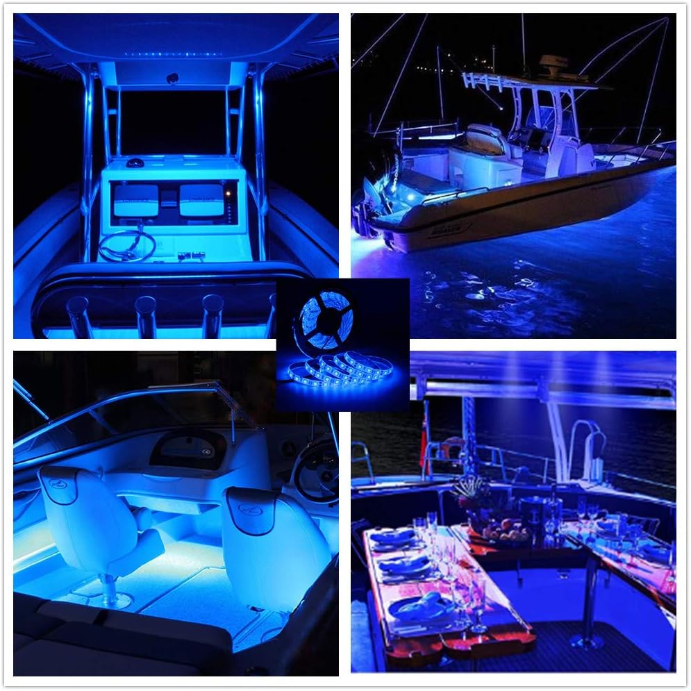 LED Boat Strip Lights, 32.8FT Marine Pontoon Led Lights, Waterproof Boat Interior Light, Under Gunnel Lights, Boat Deck Light, Night Fishing Lights, Good for Pontoon Bass Fishing Yacht Kayak (Blue) - Image 7