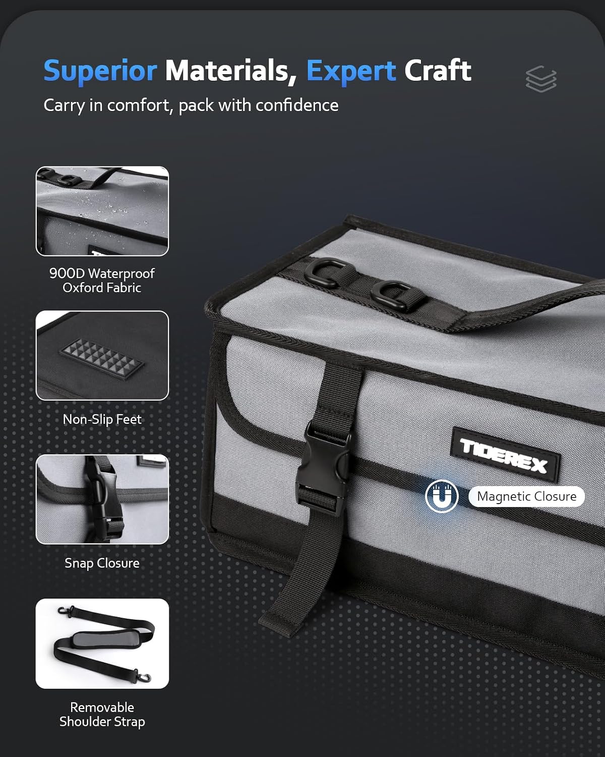 Large Fishing Tackle Bag for Soft Plastic Baits Storage, 20PCS Soft Bait Clear Storage Bag, Fishing Gear Organizer for Weights, Reels & Hooks, 900D Waterproof Oxford Fabric - Image 6