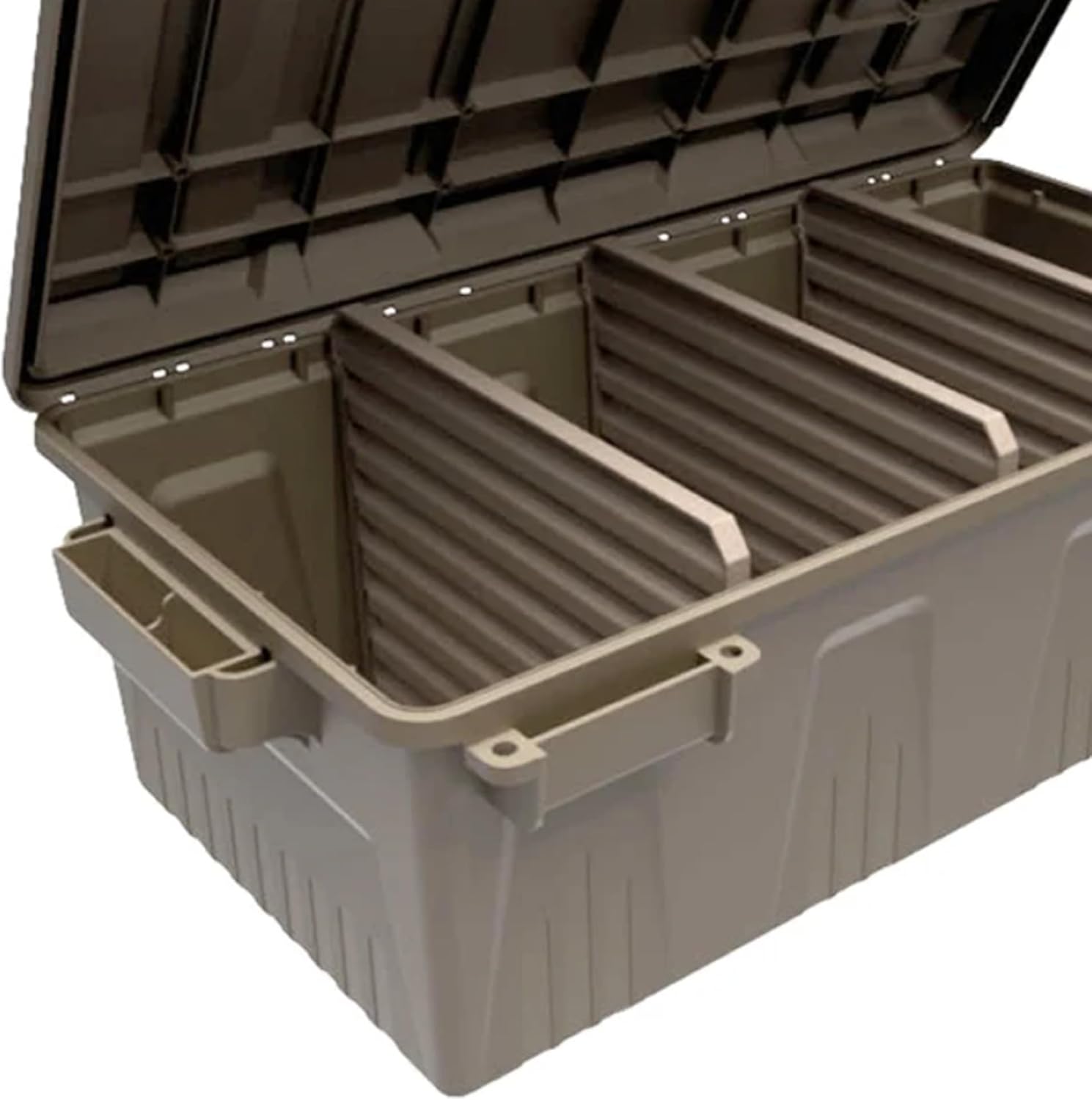 MTM ACDC30 Divided Ammo Crate Utility Box, Outdoor Gear & Tool Storage, Water- Resistant, Stackable, Snap Latch, 21"x11.2"x7.5", USA Made, Dark Earth - Image 9