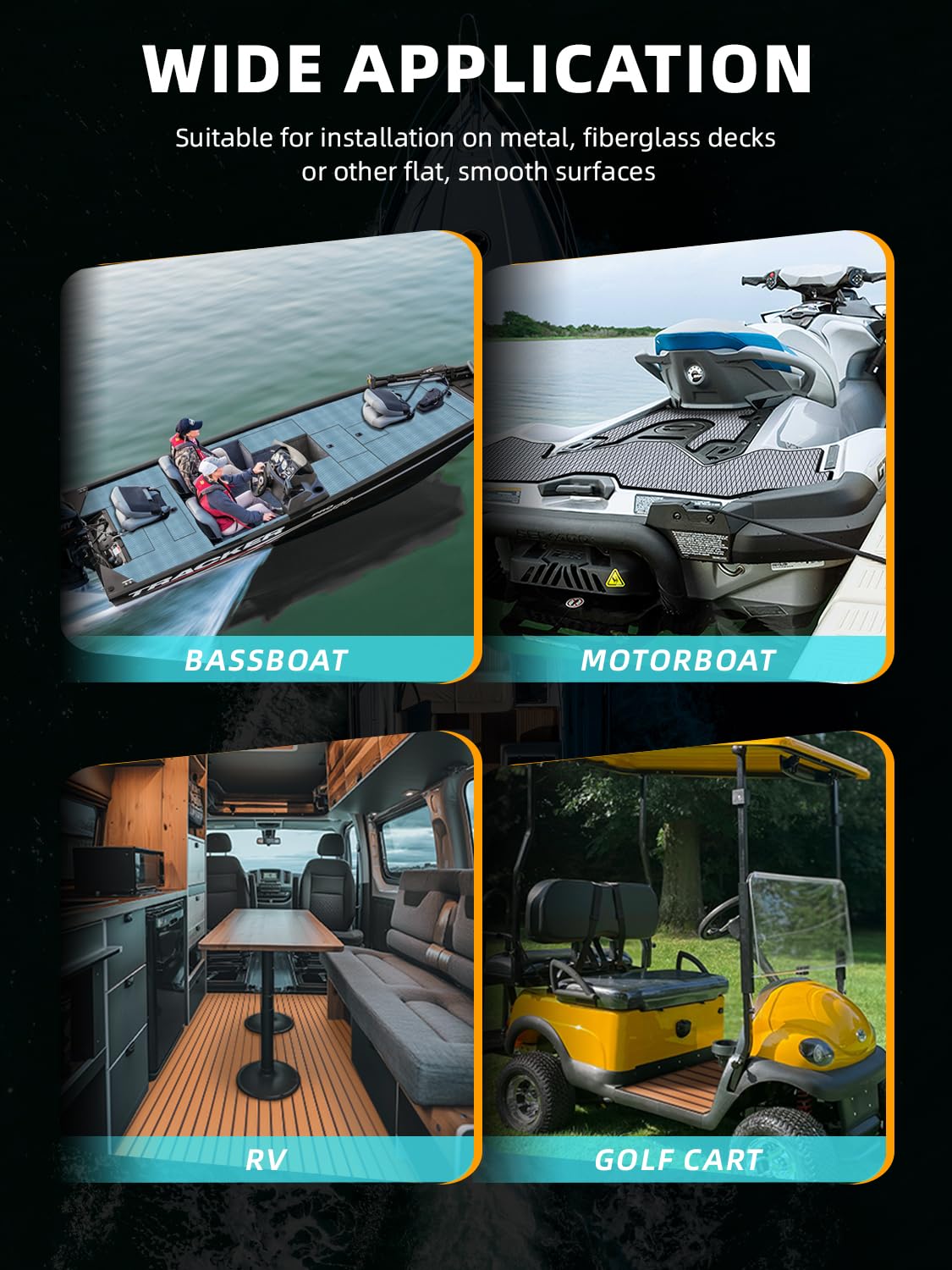 FOCEAN Boat Flooring EVA Foam Boat Decking Marine Mat Non-Slip Self-Adhesive Flooring Sheet for Motorboat Jon Boats Bass Boat Kayak RV Floor, 94.5''x 15.7'', Grey with Black Lines - Image 7