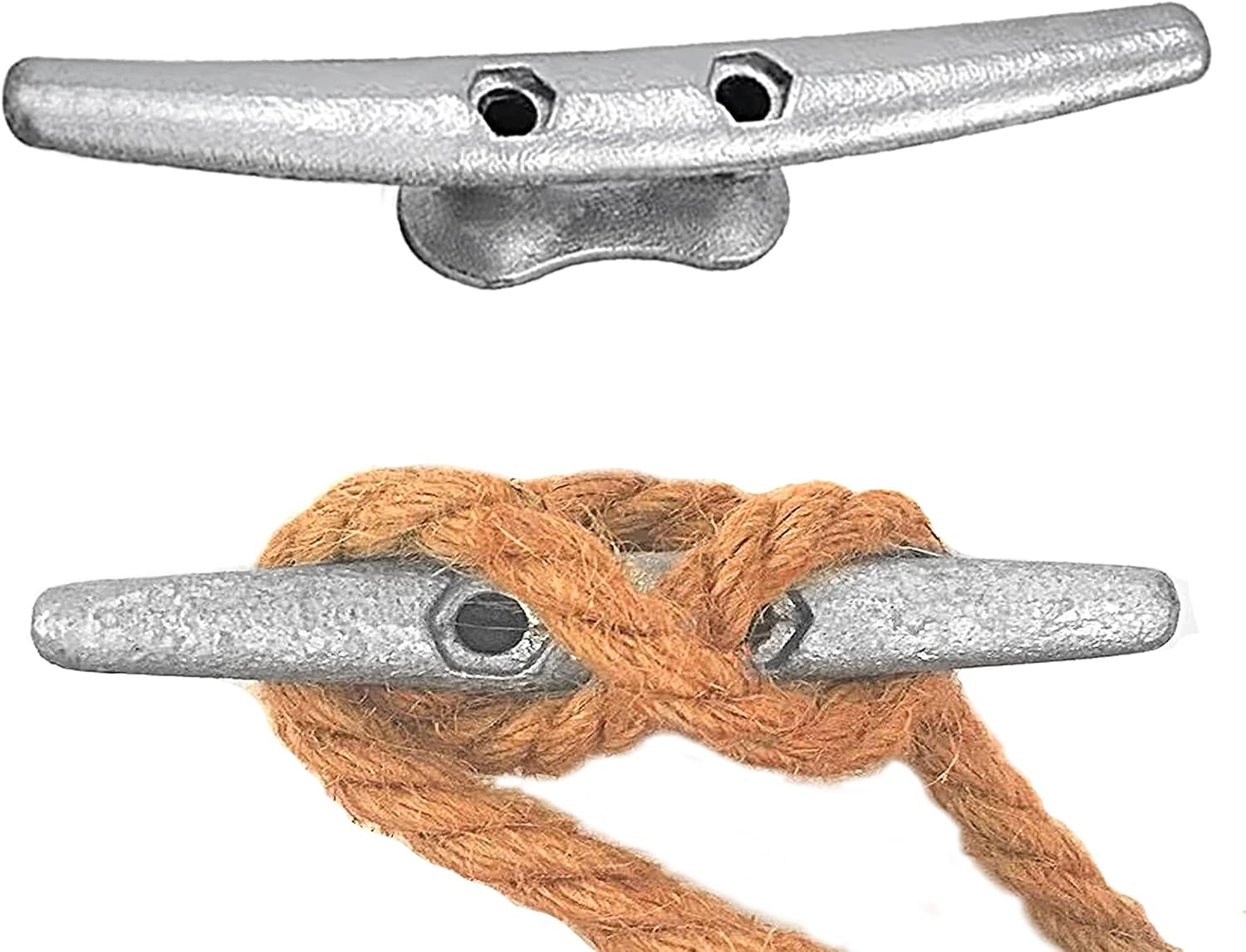 Boat Dock Cleats Galvanized 8"/10"/12" Large Cast Iron Dock Cleats Marine Grade Rope Cleat for Mooring, Pier, Deck, Tie Down - Image 4