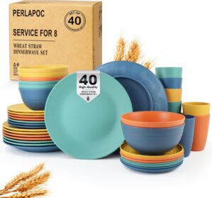 Wheat Straw Dinnerware Set 40 PCS &...