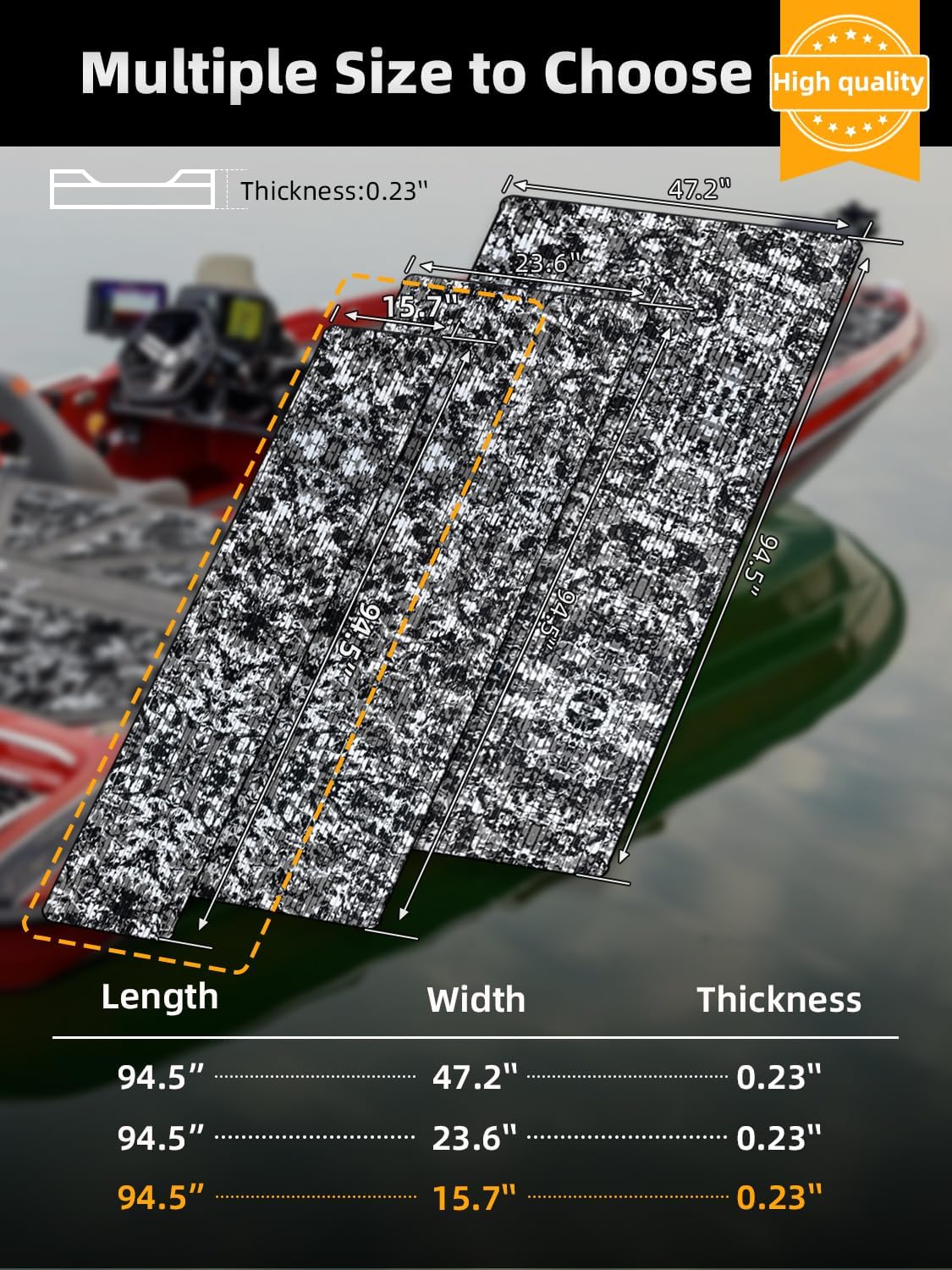 FOCEAN Boat Flooring EVA Foam Boat Decking Marine Flooring Camo Self-Adhesive Marine Mats for Jon Boats Bass Boat Kayak RV 94.5"x15.7", Snow Camo - Image 6