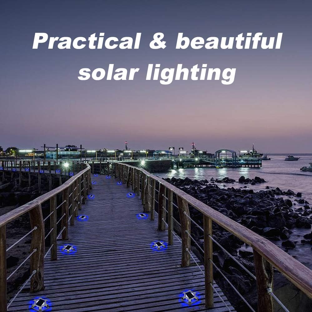 VOLISUN Solar Dock Lights Driveway Deck Lights, 12-Pack Waterproof Outdoor LED Aluminum Dock Lighting Warning Step for Driveway Sidewalk Garden Pathway Yard(Blue+White,2 Colors in 1), Auto On/Off - Image 8