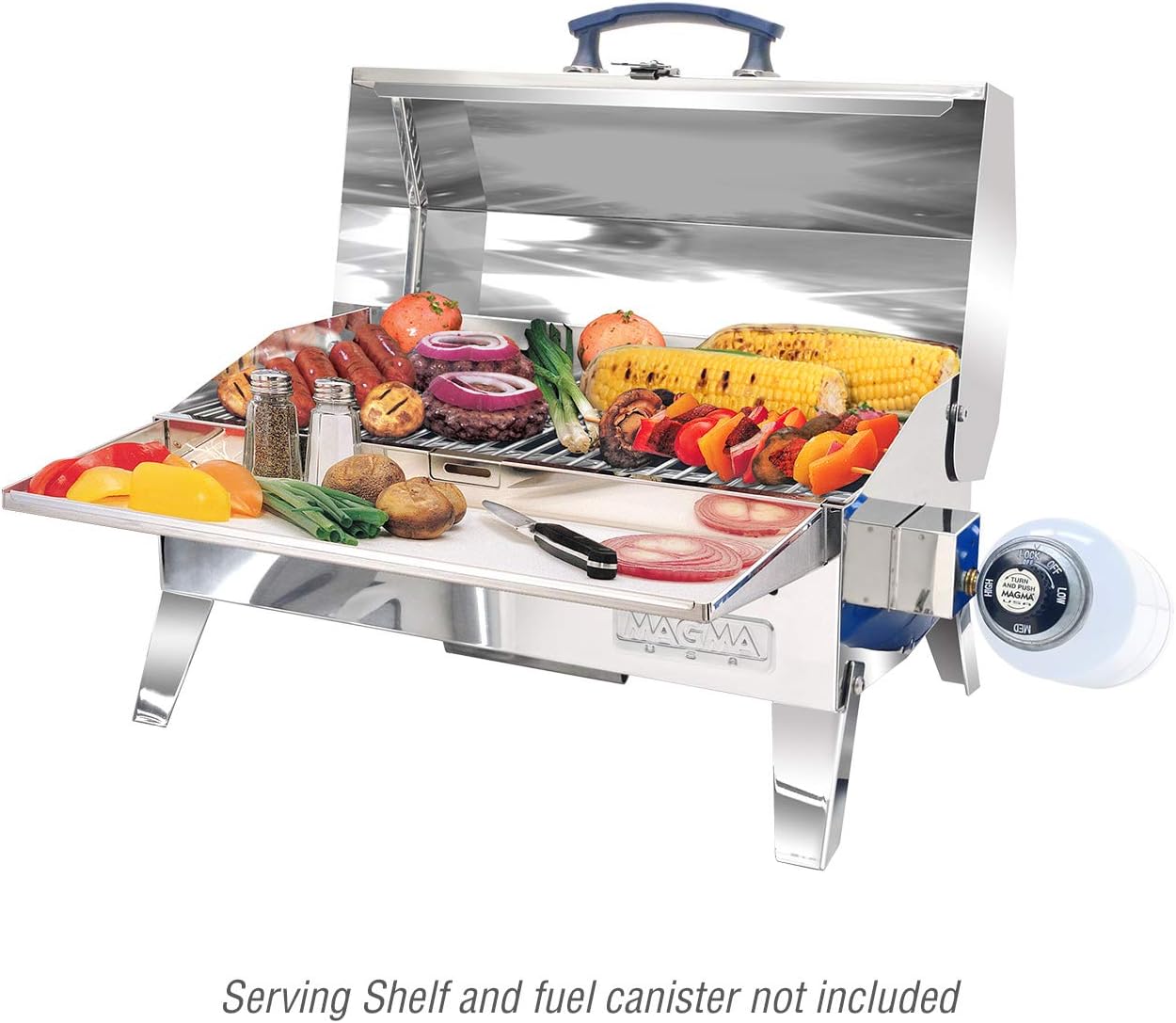 Magma Cabo Grill - Marine-Grade Stainless Steel Barbecue Grill for Boats - Portable Propane Gas with 9”x18” Grilling Surface - Heat-Resistant Handle, Fold-Away Legs - Ideal Boat Accessory - Image 2