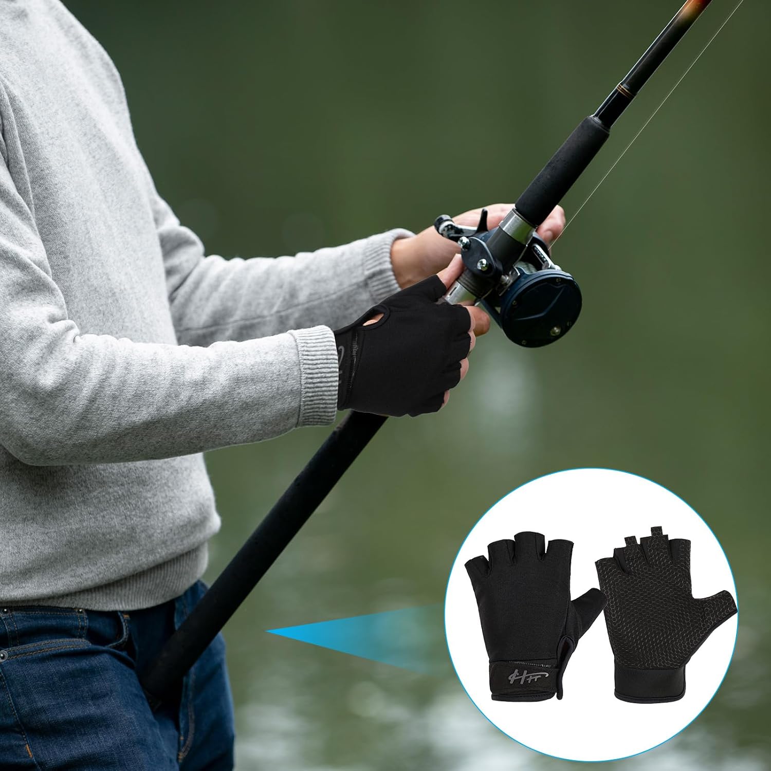 Ptwola Fingerless Gloves Fishing Gloves Paddling Glove Sailing Glove RowingGloves KayakGloves WaterGloves SportsGloves FishingGloves for Men Women Training Cycling Workout Gym Fitness Pull Up - Image 5