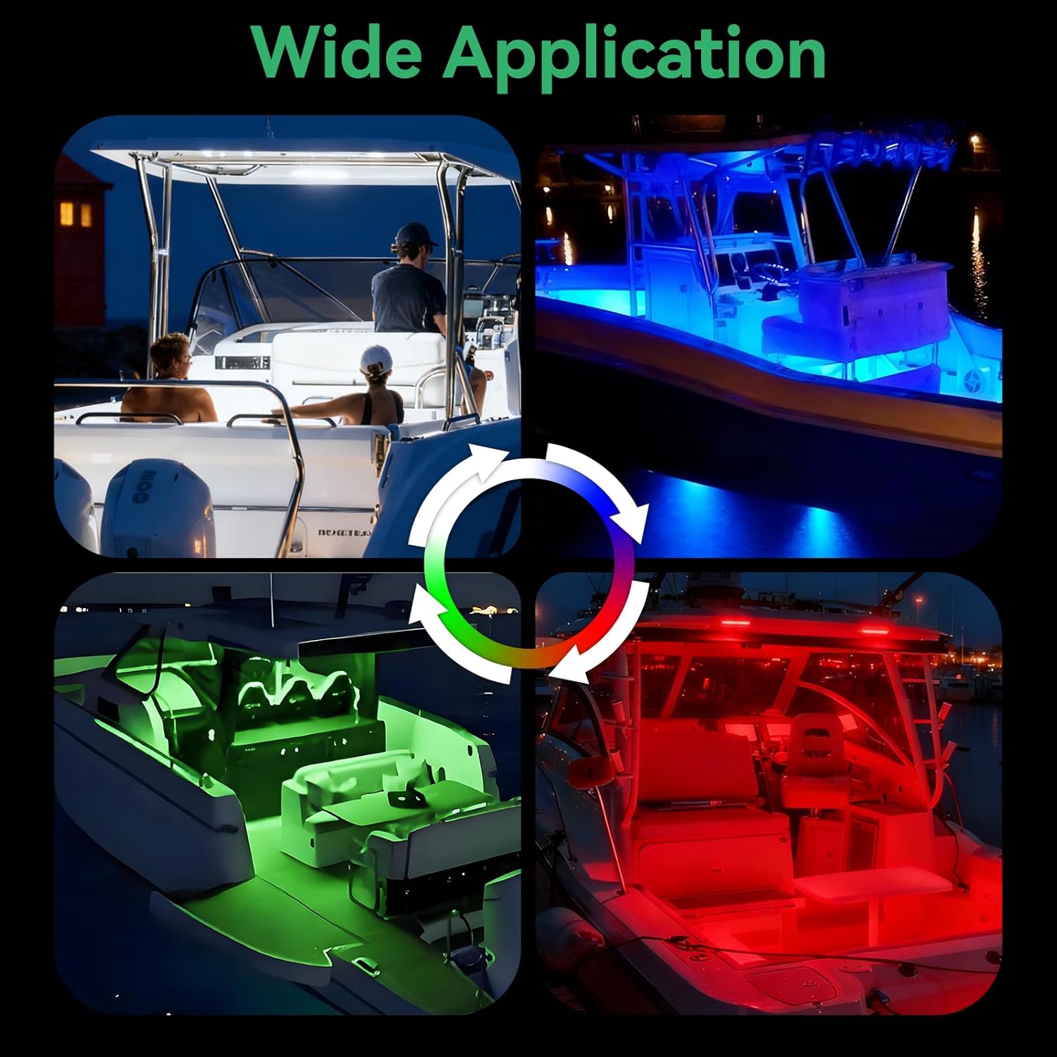RGBW Boat LED Courtesy Light 12V 4PCS, 8 Inches Marine Courtesy Light Strip, IP67 Waterproof Boat Cabin Lights Interior Lighting for Pontoon Sailboat Bass Yacht Kayak - Image 4