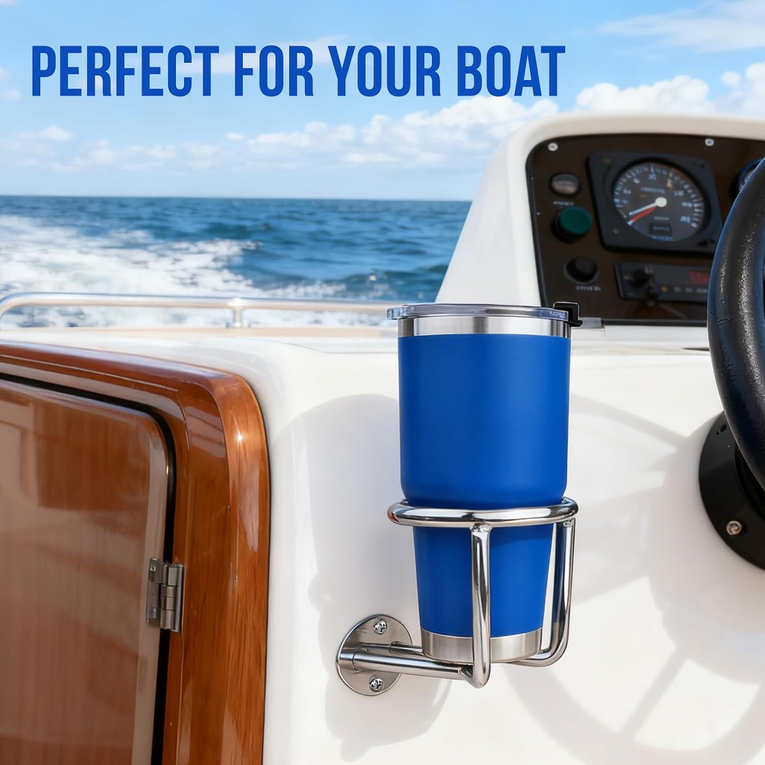 2 PCS Boat Ring Cup Holder Stainless Steel Ringlike Drink Holder for Marine Yacht - Image 2