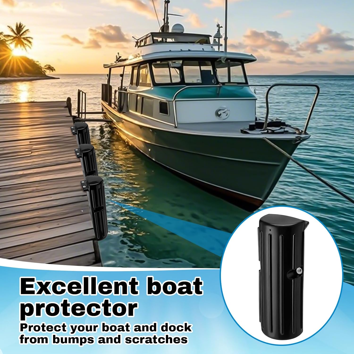DaisyInner Dock Bumpers Fenders for Edging Docking Inflatable Corner Boat Fenders with Pump and Mounting Hardware for Straight-Edge Side Marine Bumpers for Buoy Pontoon Protector - Image 5
