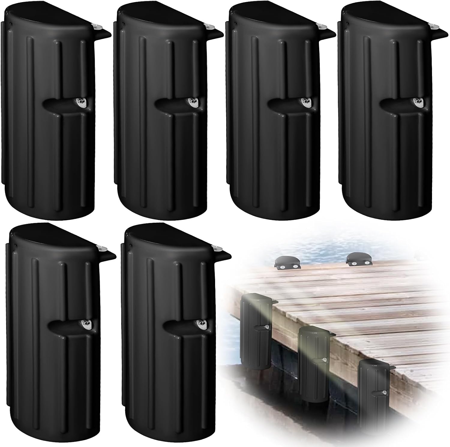 Dock Bumper Fender,Boat Dock Bumpers for Edge or Side,Marine Fender Guard,Vertical Protection,Durable Construction,Includes Mounting Hardware,6 Pack-Black - Image 9