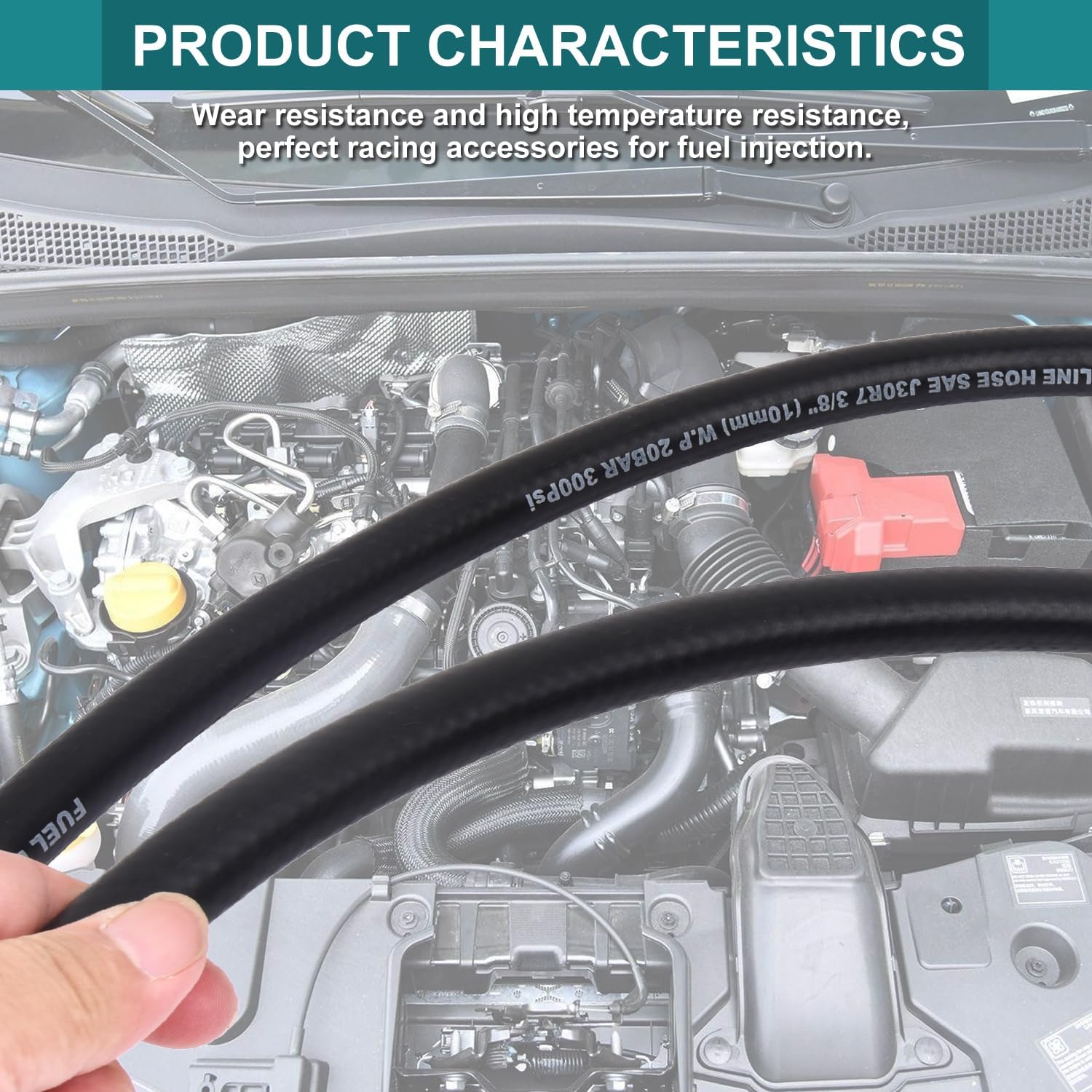 5/16 Inch ID Fuel Line Hose - 10FT Fuel Line with 10PCS Hose Clamps,300PSI High-Pressure Fuel Line for Automotive Fuel Systems Engines (5/16" ID-10Ft) - Image 6