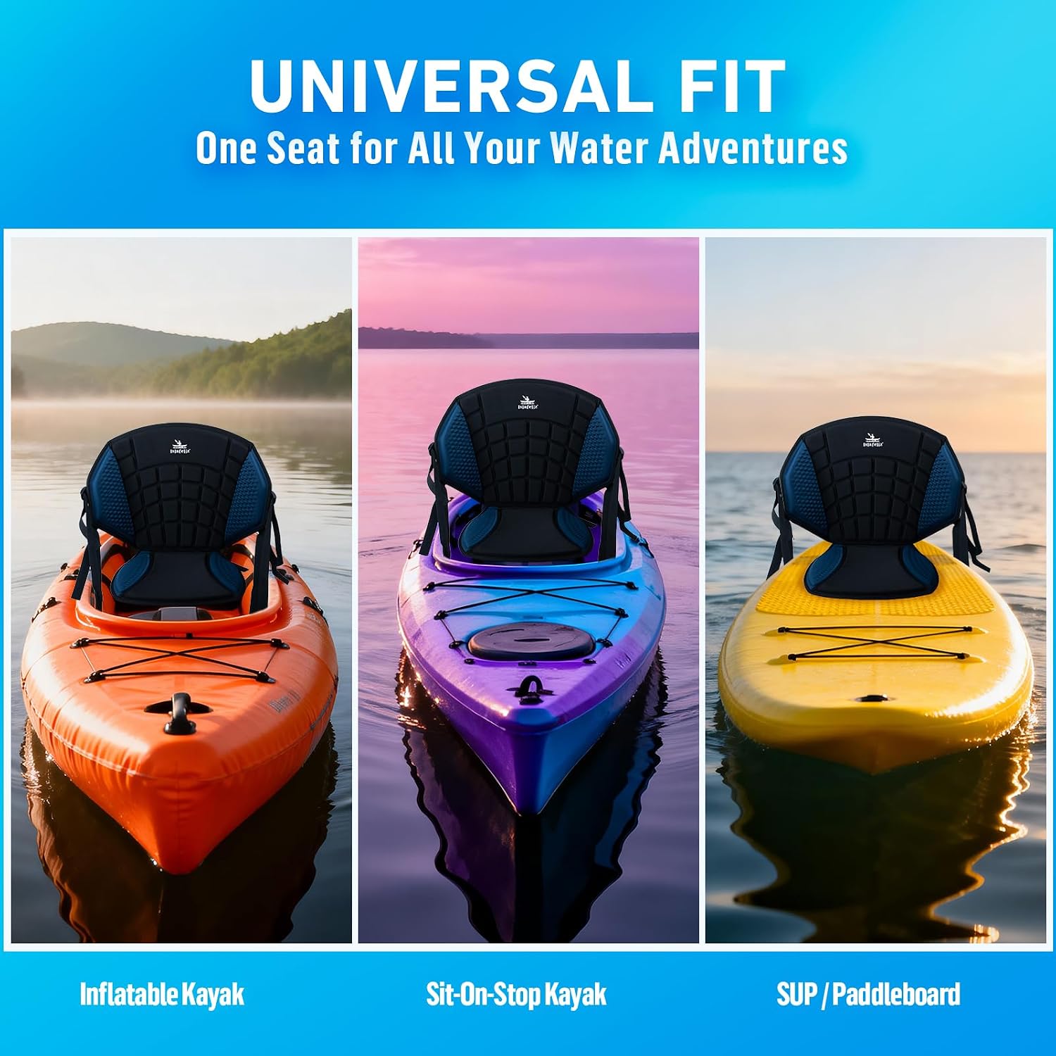 Upgraded Kayak Seat with Back Support & Enhanced Side Support, Universal Folding Paddle Board Seat for Inflatable Kayak, Canoe, SUP, Fishing Boat - Image 4