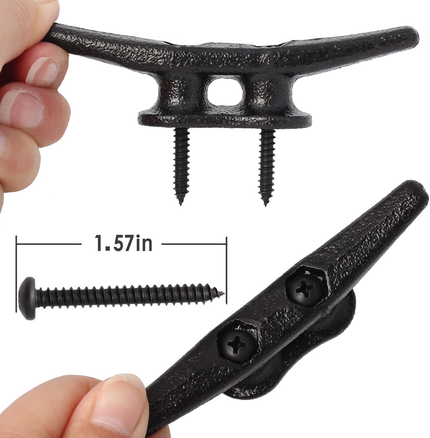 4 inch Dock Cleats 4/6/8/12/16/20/24 Pack,Boat Dock Cleats Rope Cleat Marine Cleats Iron Boat Cleats with Hardware ldeal for Deck,Nautical Decor,Cleats for Boat Dock,Boat Tie Down Cleats - Image 2