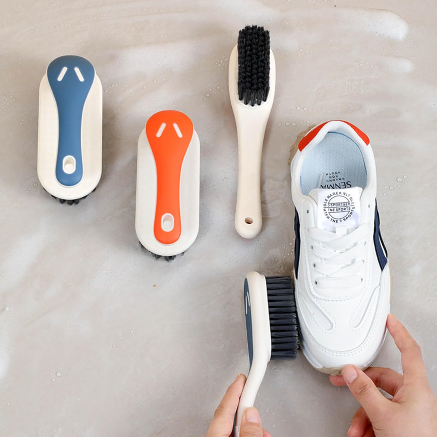 Soft Bristle Scrub Cleaning Brush Stain Remover Brush Fabric Cleaning Brush Laundry Brush Small Scrub Brush Cleaner Household Cleaning Brushes for Carpet, Clothes, Bathroom,Sneaker-2 Pack (Blue) - Image 5