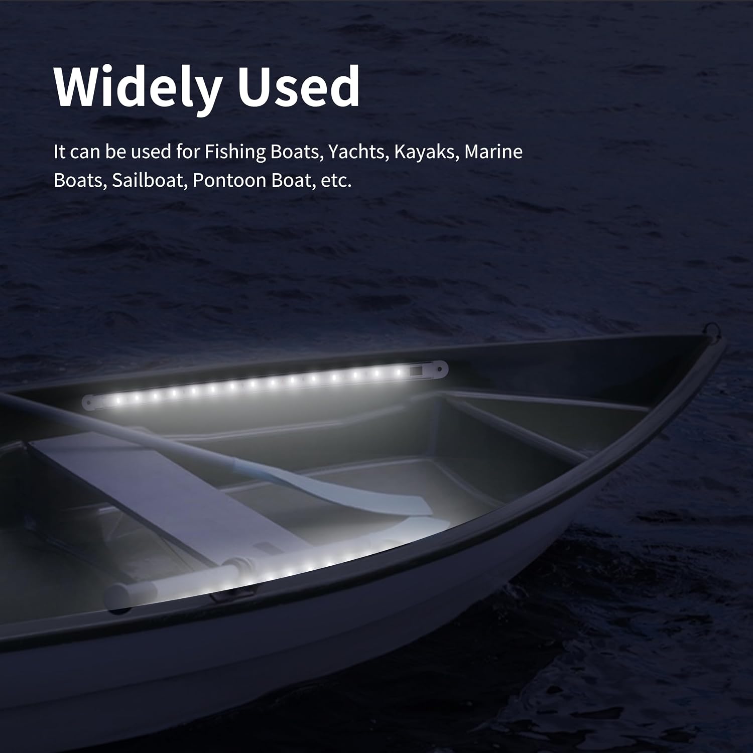 RVZONE LED Boat Interior Lights, Boat Led Strip Lights Marine Waterproof Marine Lighting Strip Night Fishing Lighting for Pontoon, Dinghy, Kayak, Yacht,4 Pcs, White - Image 7