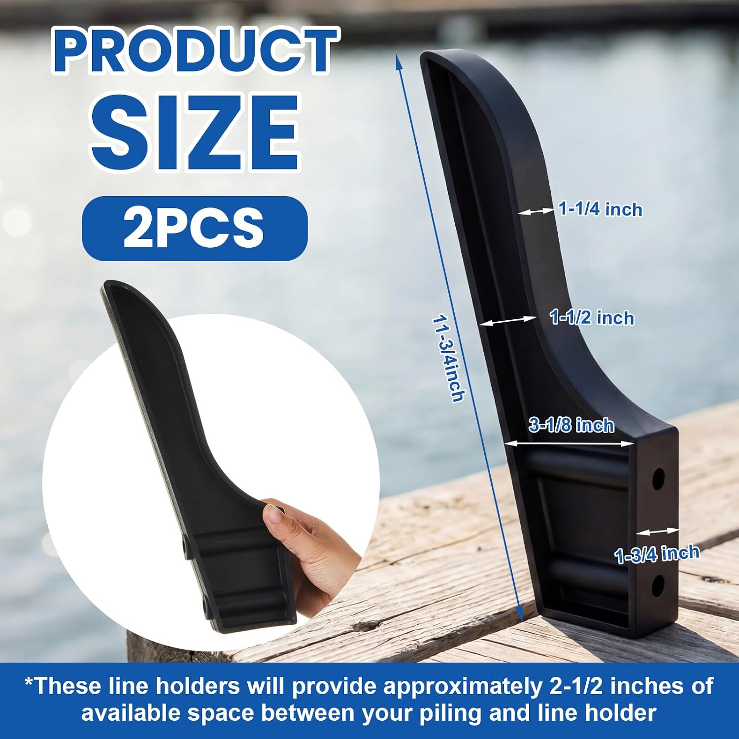 GlikCeil Dock Piling Line Holder Hook with Mounting Screws, Dock Line and Boat Hook Holder, Store Boat Lines & Rope - Image 2