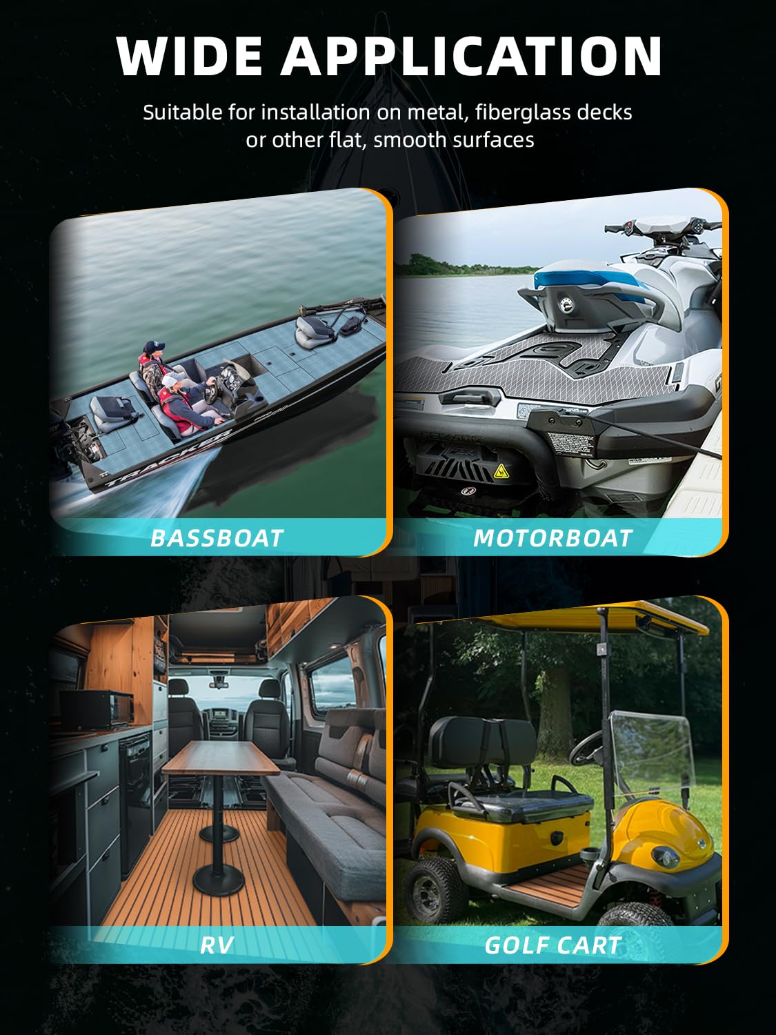 FOCEAN Boat Flooring EVA Foam Boat Decking Marine Mat Non-Slip Self-Adhesive Flooring Sheet for Motorboat Jon Boats Bass Boat Kayak RV Floor, 94.5''x 15.7'', Grey with White Lines - Image 7