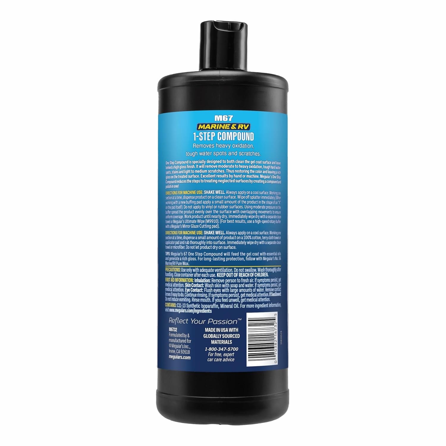 Meguiar’s Marine/RV One Step Boat Compound, Oxidation Remover, Boat Water Spot Remover, Also Removes Stains and Scratches, Restores Color and Shine to Fiberglass Gel Coat Finishes, 32 Oz - Image 2