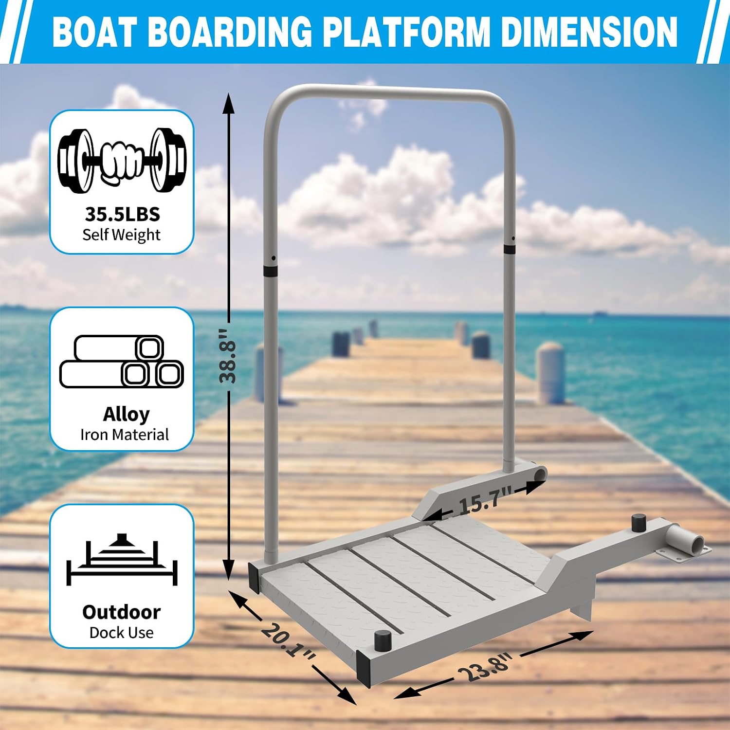 THOOUM Boat Boarding Platform and Dock Extension to Step Up & Down (Fixed), Boat Boarding Platform Dock Step for Boat Lifts - Image 2