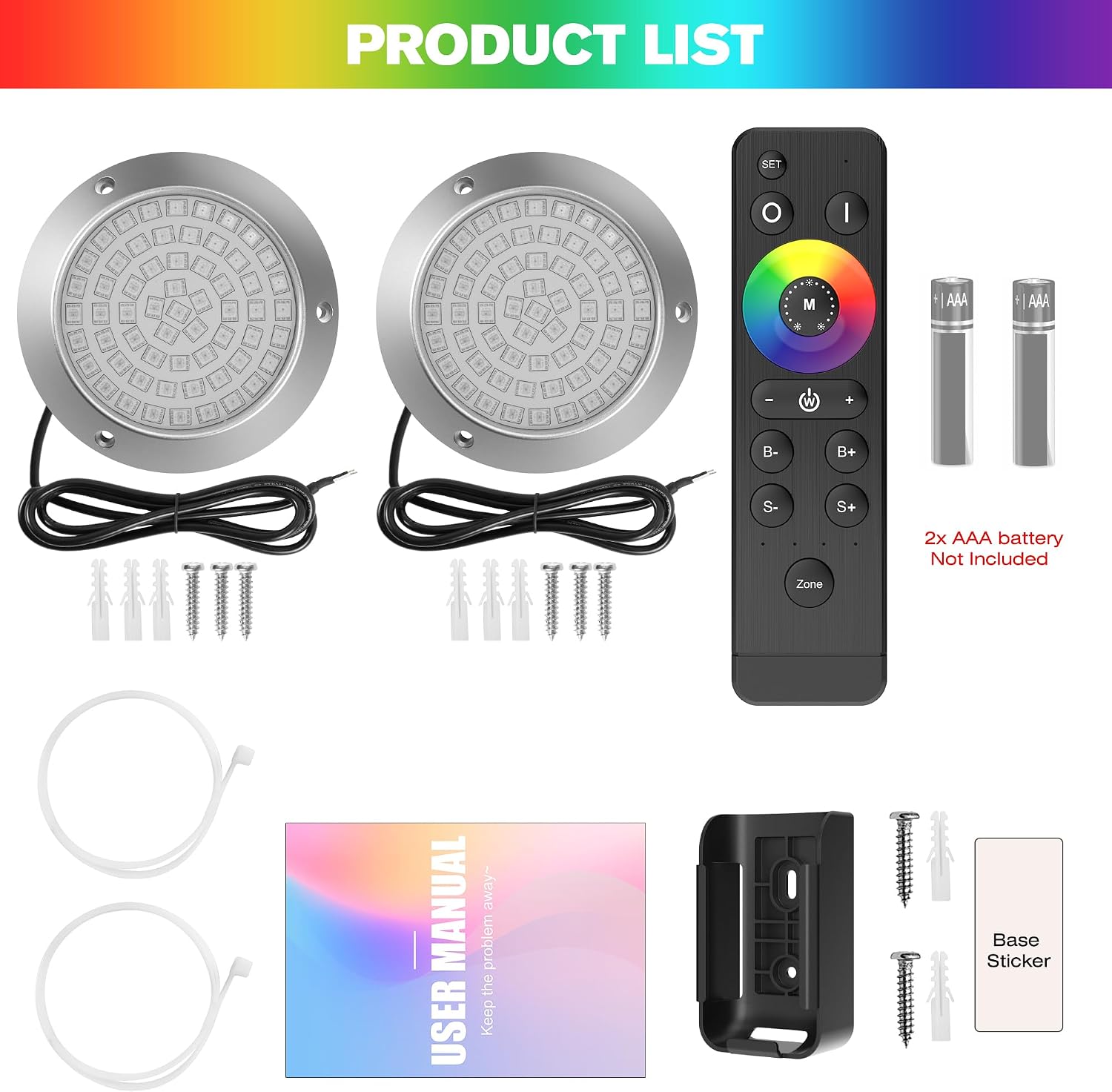 HUSUKU GT12 12000LM Underwater Boat Dock Lights RGB Marine Color Light Kit, 5IN 60LED 12V 120W IP68, All-Metal Body, Wireless Grouping & Control Auto-Sync, High-Powered for Yacht Boats Docking Transom - Image 8