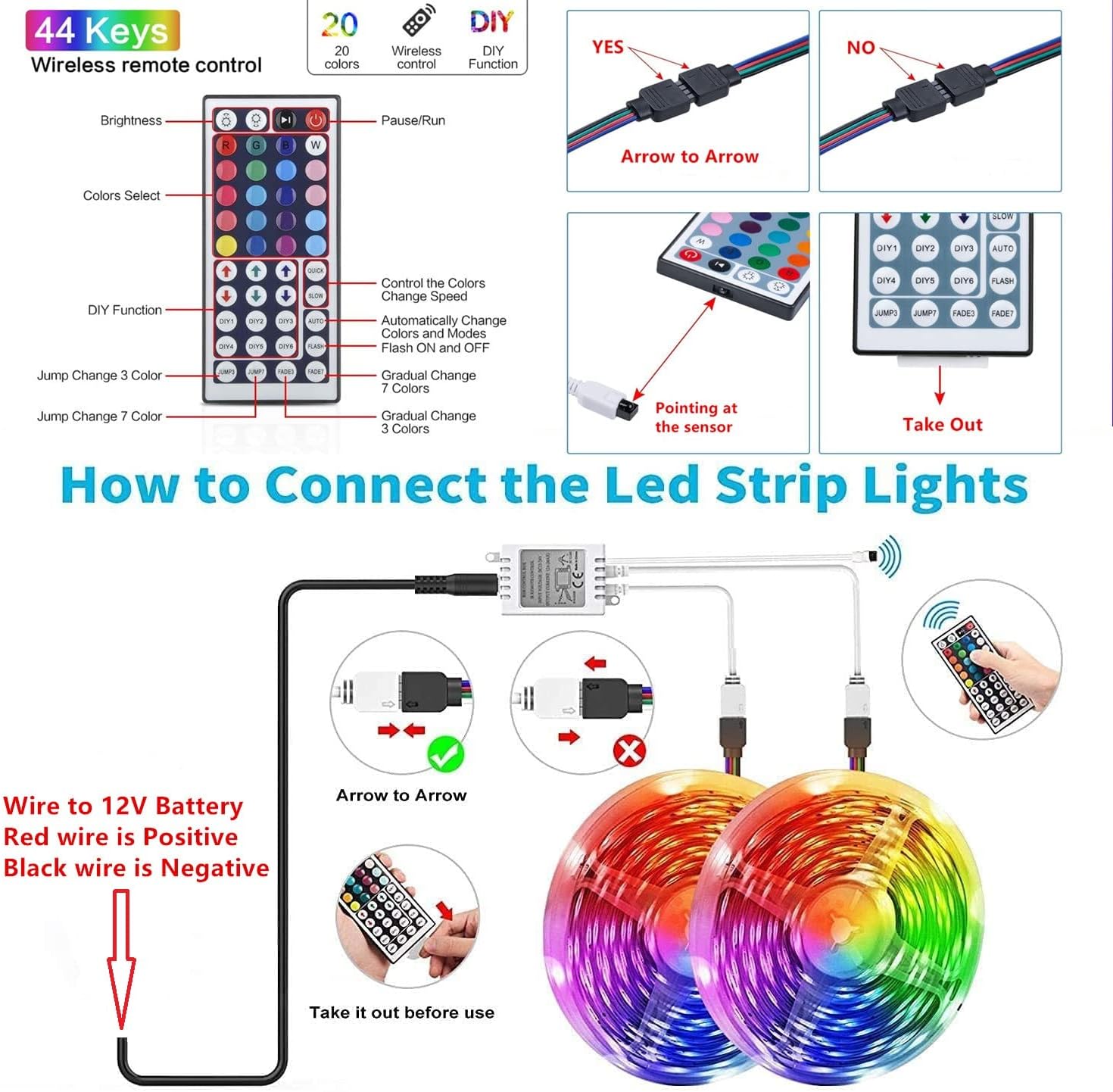 LED Boat Strip Lights, 12v 40FT Multi-Color Marine Pontoon Led Lights, Waterproof Boat Interior Light, Boats Deck Gunnel Hull Trailer Courtesy Light Strip, Night Fishing Lighting for Bass Jon Yacht - Image 5