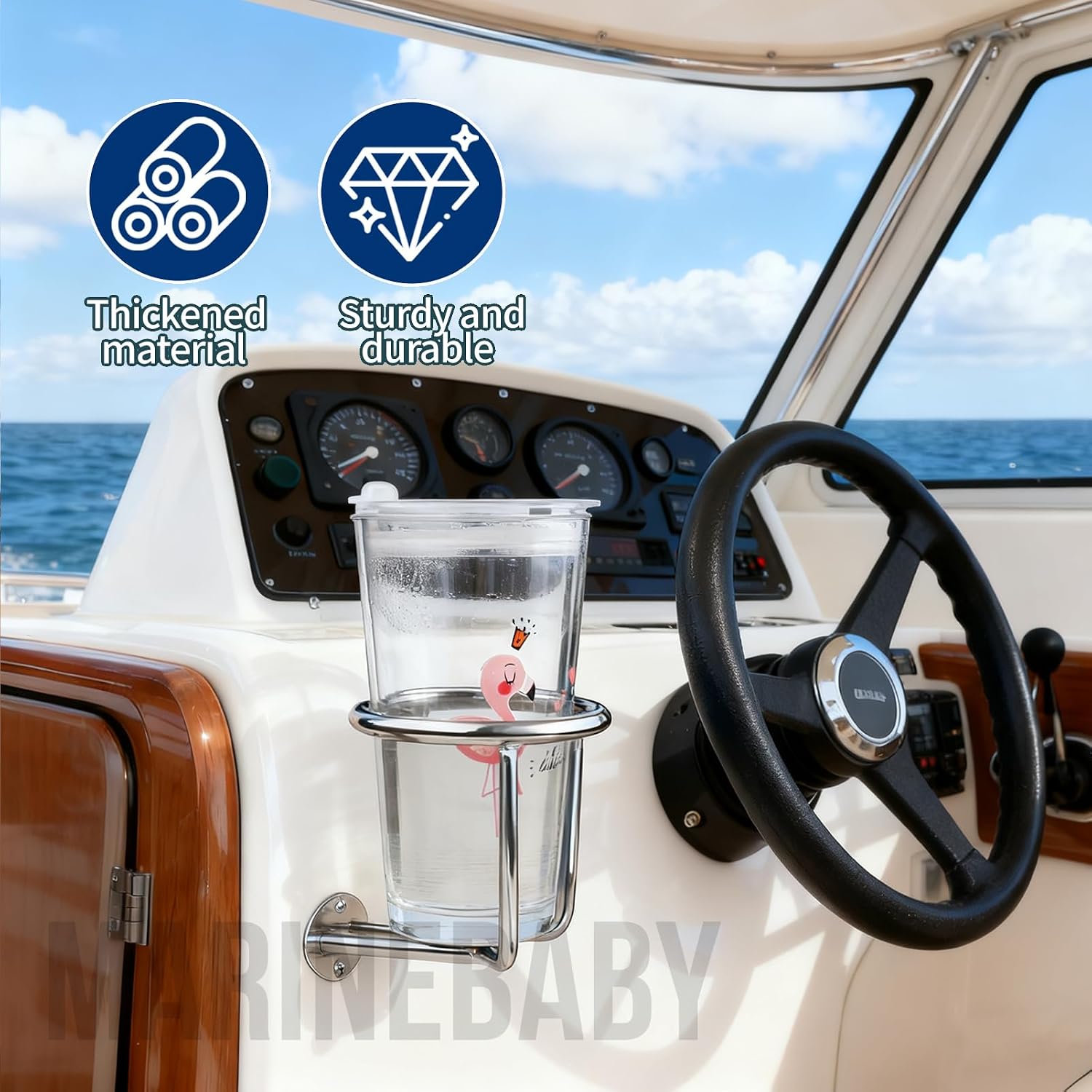 2 PCS Boat Ring Cup Holder Stainless Steel Ringlike Drink Holder for Marine Yacht - Image 5