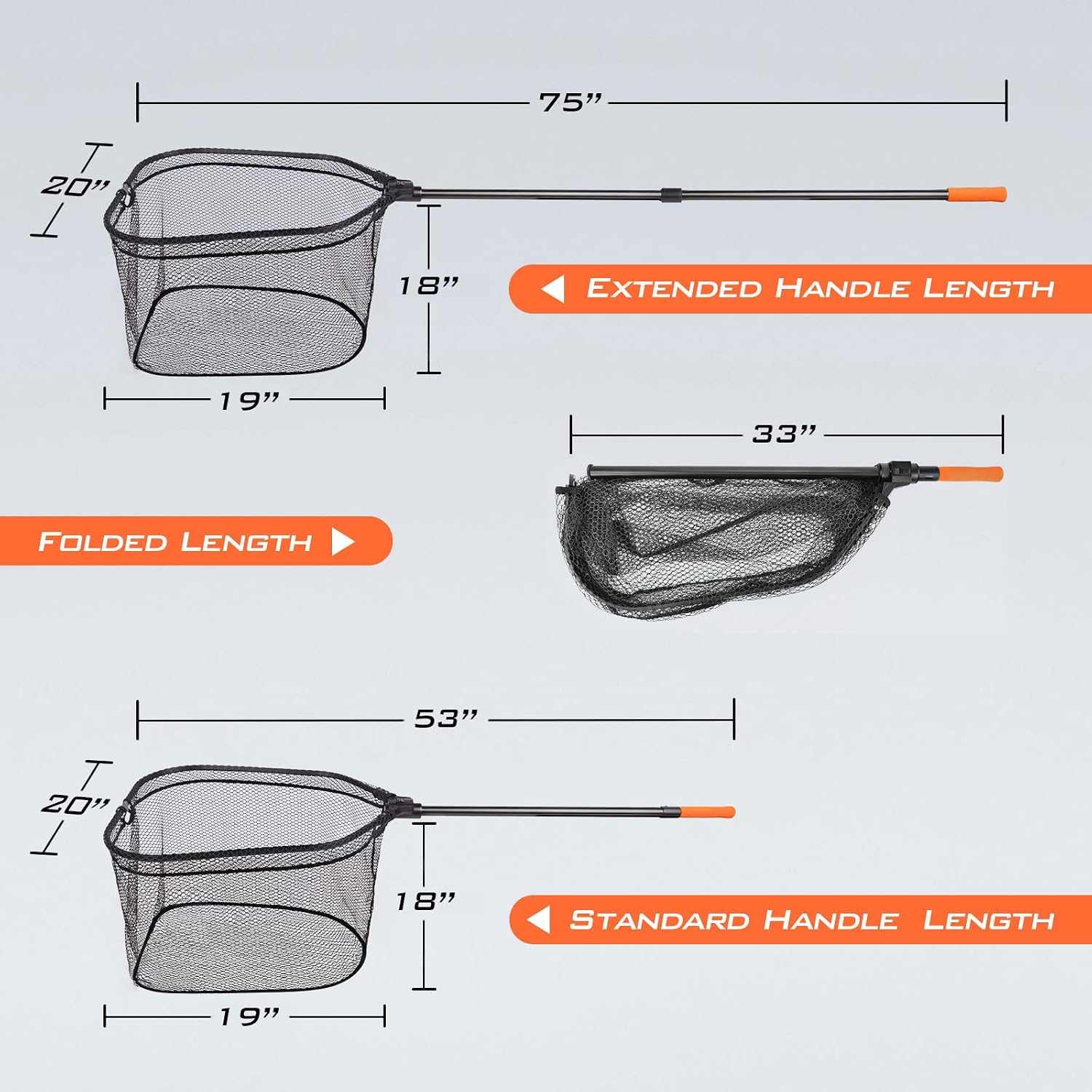 KastKing Brutus Fishing Net, Foldable Extendable Fish Landing Net, Lightweight & Portable Fishing Net with Soft EVA Foam Handle, Holds up to 44lbs/20KG, Fish-Friendly Mesh for a Safe Release - Image 6