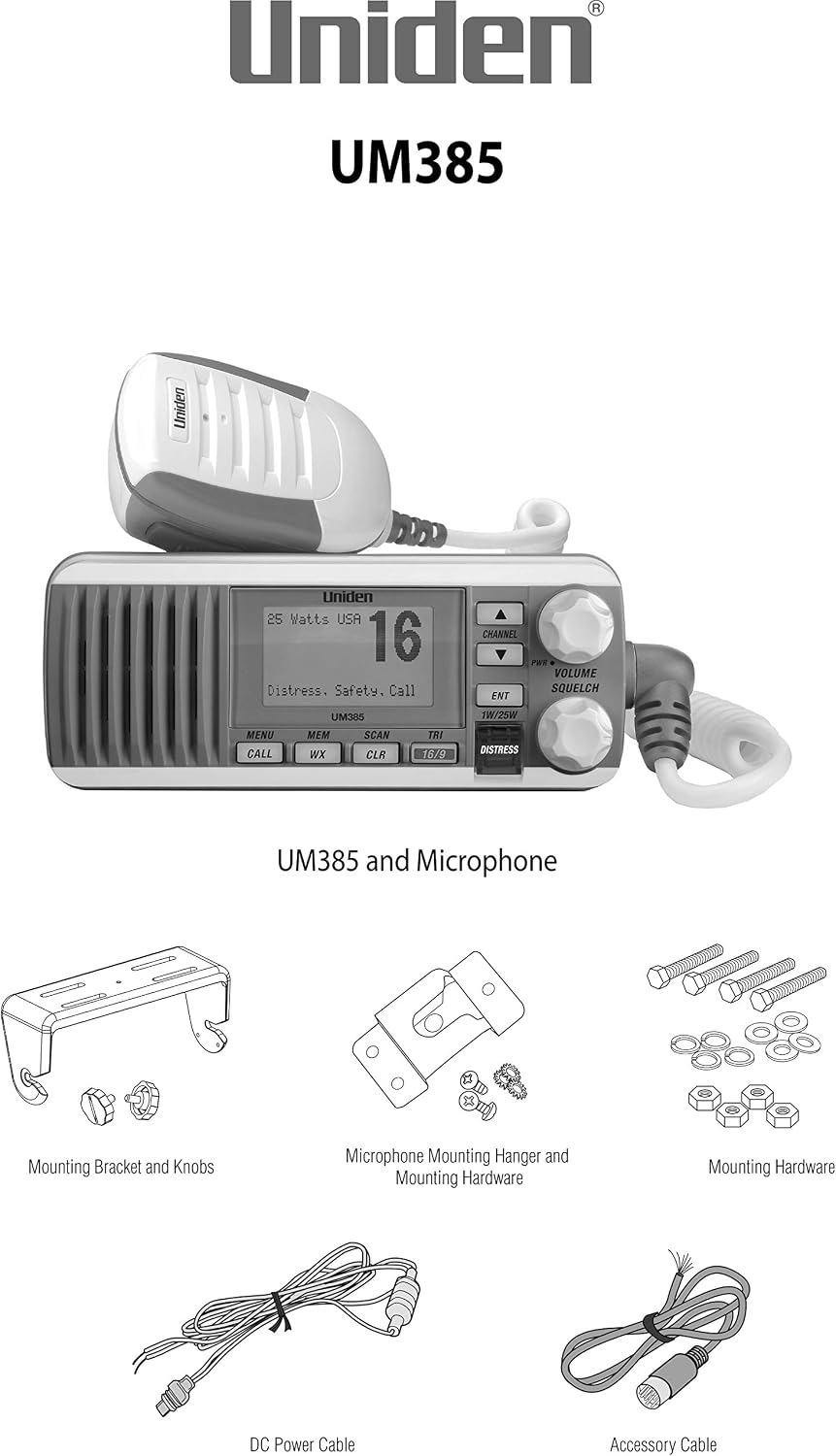 Uniden UM385 25 Watt Fixed Mount Marine Vhf Radio, Waterproof IPX4 with Triple Watch, Dsc, Emergency/Noaa Weather Alert, All Usa/International/Canadian Marine Channels, Memory Channel Scan, White - Image 6