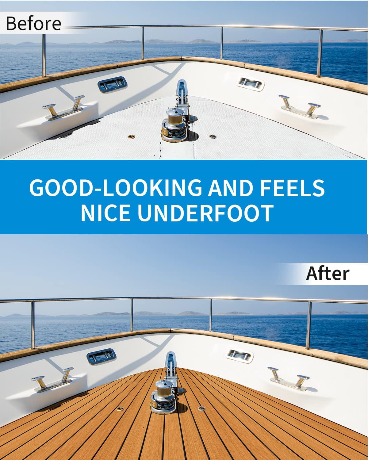 OCEANBROAD EVA Foam Boat Flooring with 3M Adhesive Backing Marine Self-Adhesive Decking 96''x45.6''/36''/28.8''/16.8'', 48''x16.8'' Faux Teak Sheet for Jon Boats Swim Platform Helm Pad RV Floor | Double-layer, Non-Slip, 6 mm Thick Eva Foam, Multiple Sizes and Colors, Easy to Install, For Marine Decking - Image 7