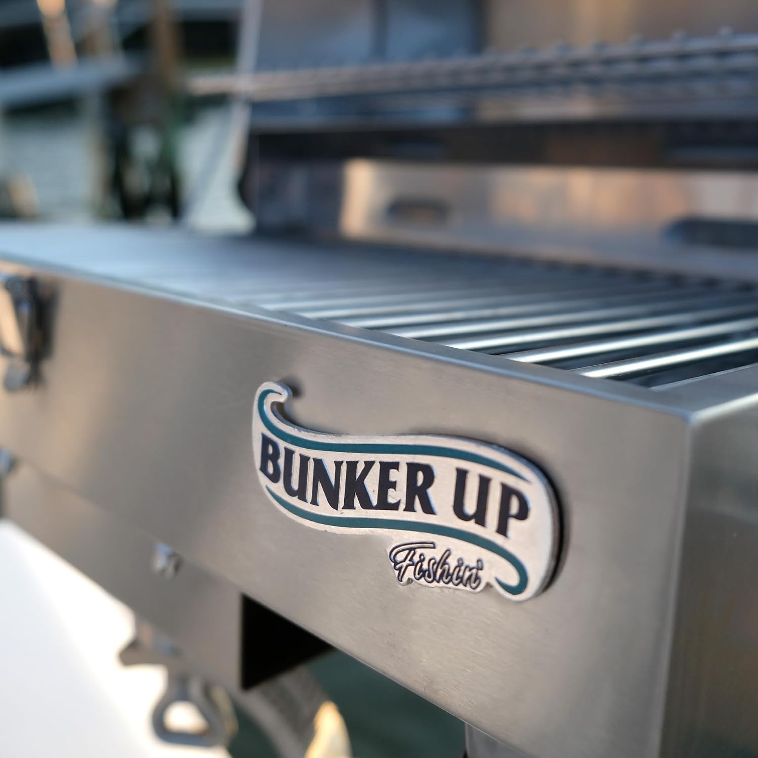 Bunker Up Fishin Stainless Steel Boat Grill with Pontoon Railing Mount - Fits 1 1/4″ Square Rail - Great for Boating and Camping, 12000 BTU, 277 sq.in Grilling Space and 87 sq.in Warming Rack - Image 5