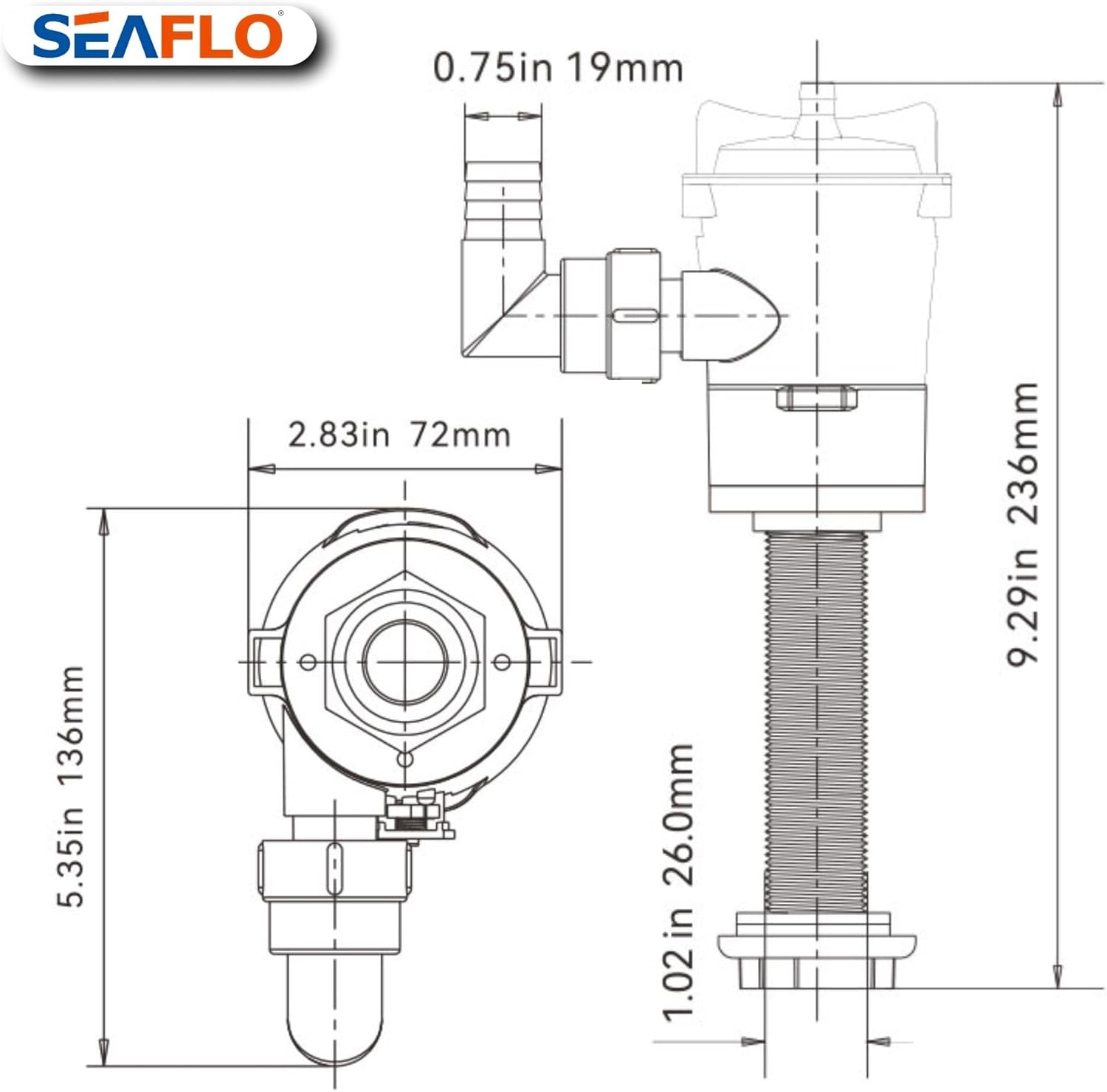 SEAFLO 04 Series 800 GPH Baitwell/Livewell Aerator Pump with Straight Intake, 12V DC, Saltwater/Freshwater, Replaceable Cartridge Motor, ¾" NPT Outlet, CE & Rohs Certified – 4-Year Warranty! - Image 11