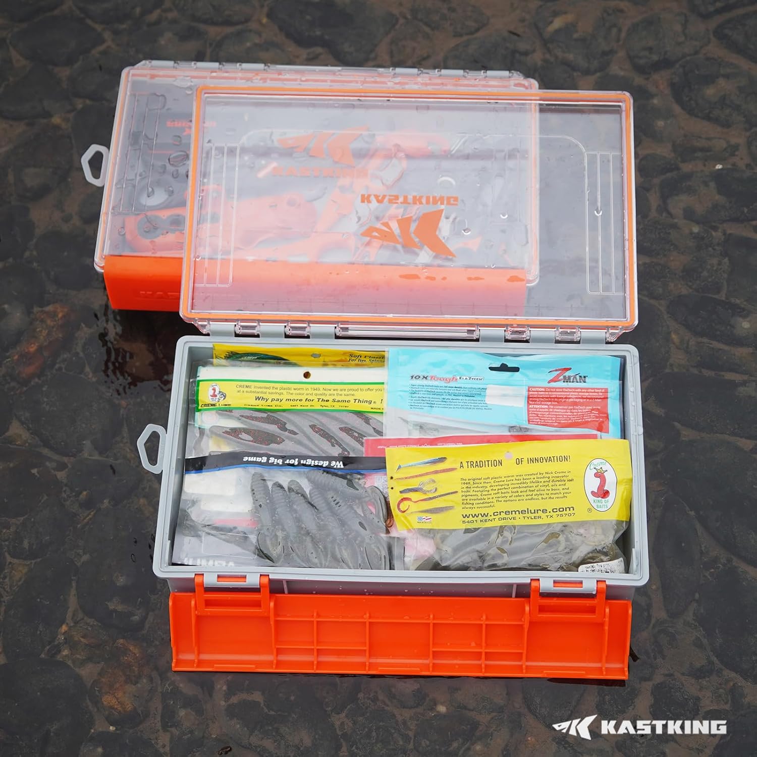 KastKing HyperSeal Waterproof Tackle Box, 3700 Deep Tackle Trays, Fishing Tackle Box Organizer With Exterior Stickers, Fishing Gear & Fishing Accessories Storage, 2 Packs No Compartment - Image 9